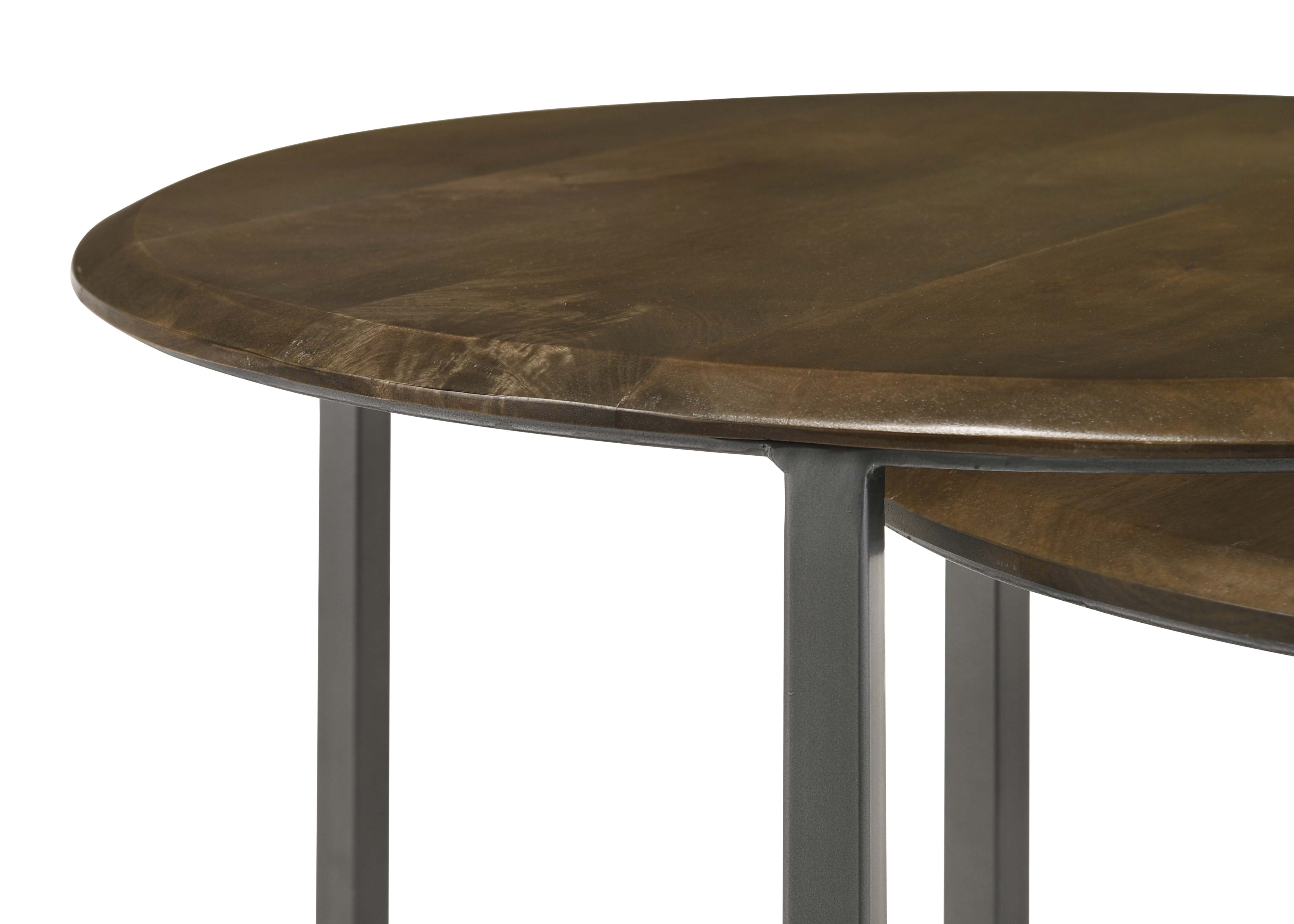 Deja 3-piece Round Nesting Table Natural and Gunmetal