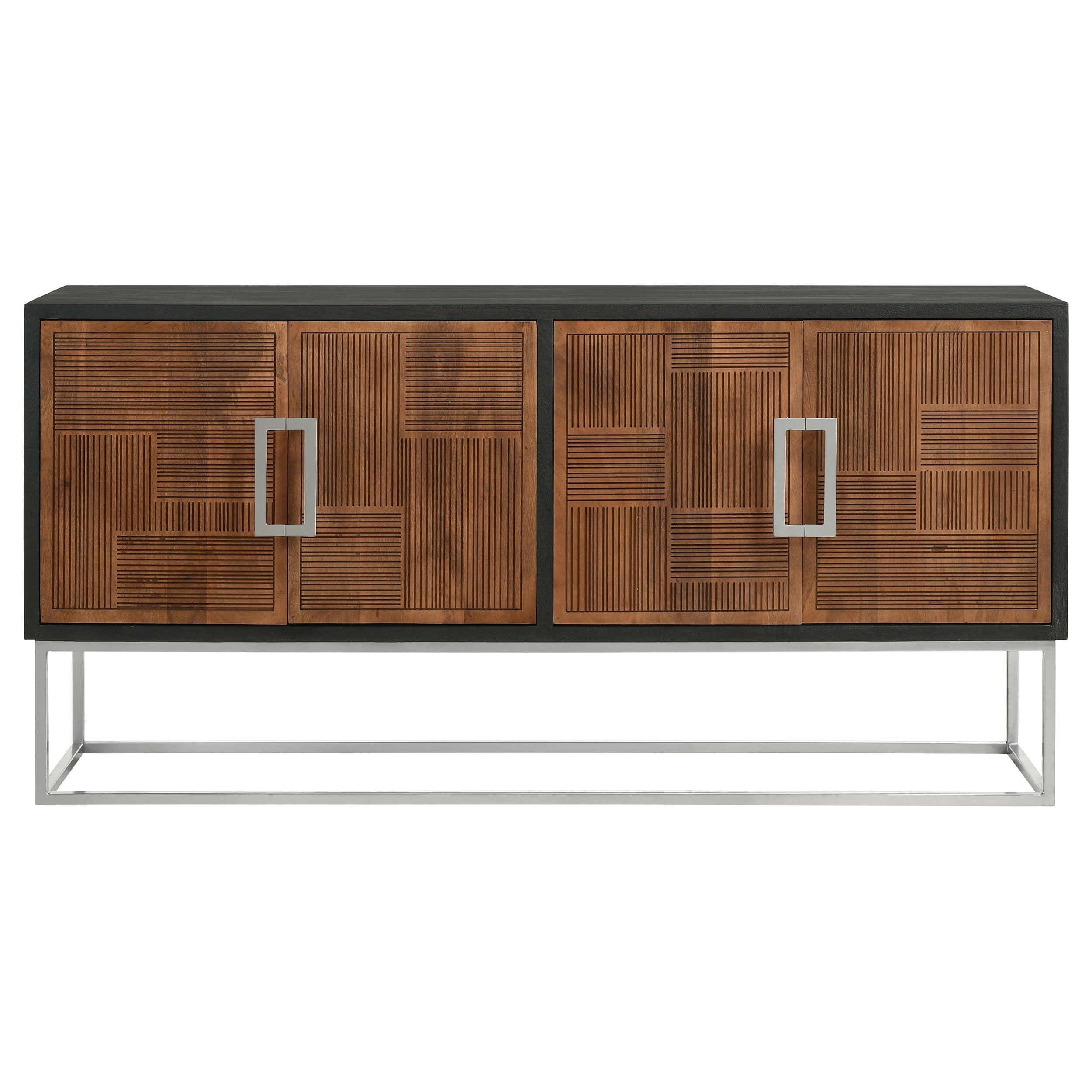 Borman 4-door Wooden Accent Cabinet Walnut and Black