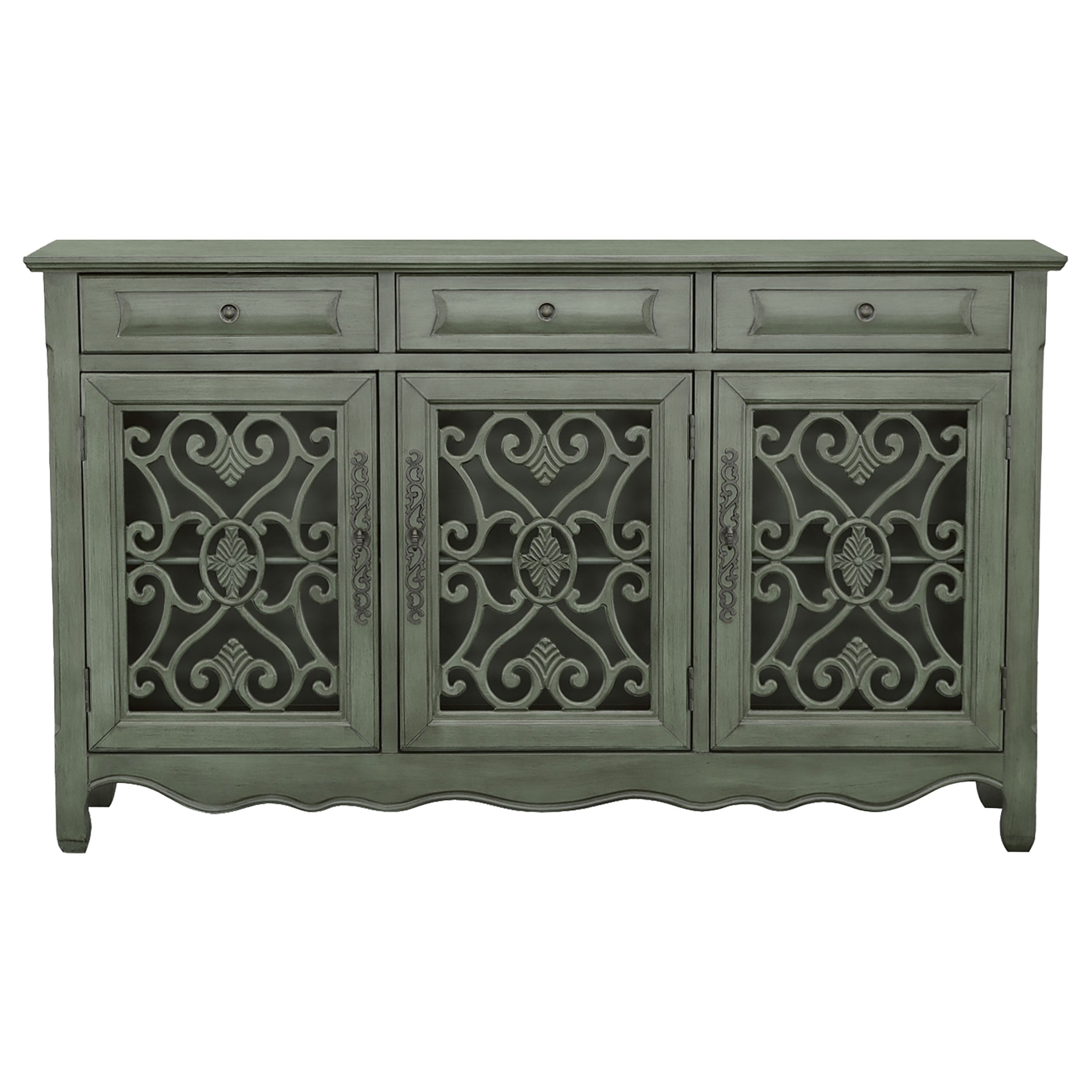 Madeline 3-door Accent Cabinet Antique Green