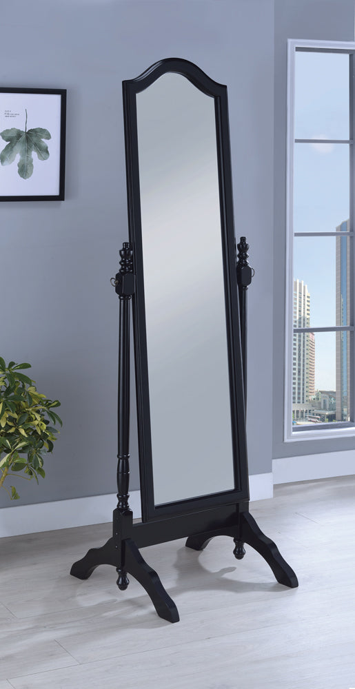 Cabot Rectangular Cheval Mirror with Arched Top Black