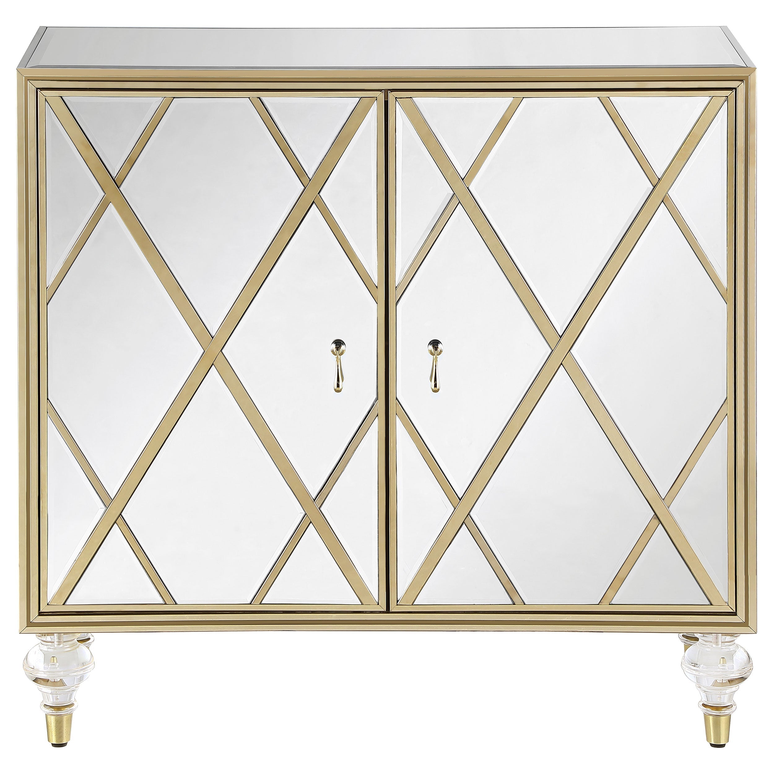 Astilbe 2-door Accent Cabinet Mirror and Champagne