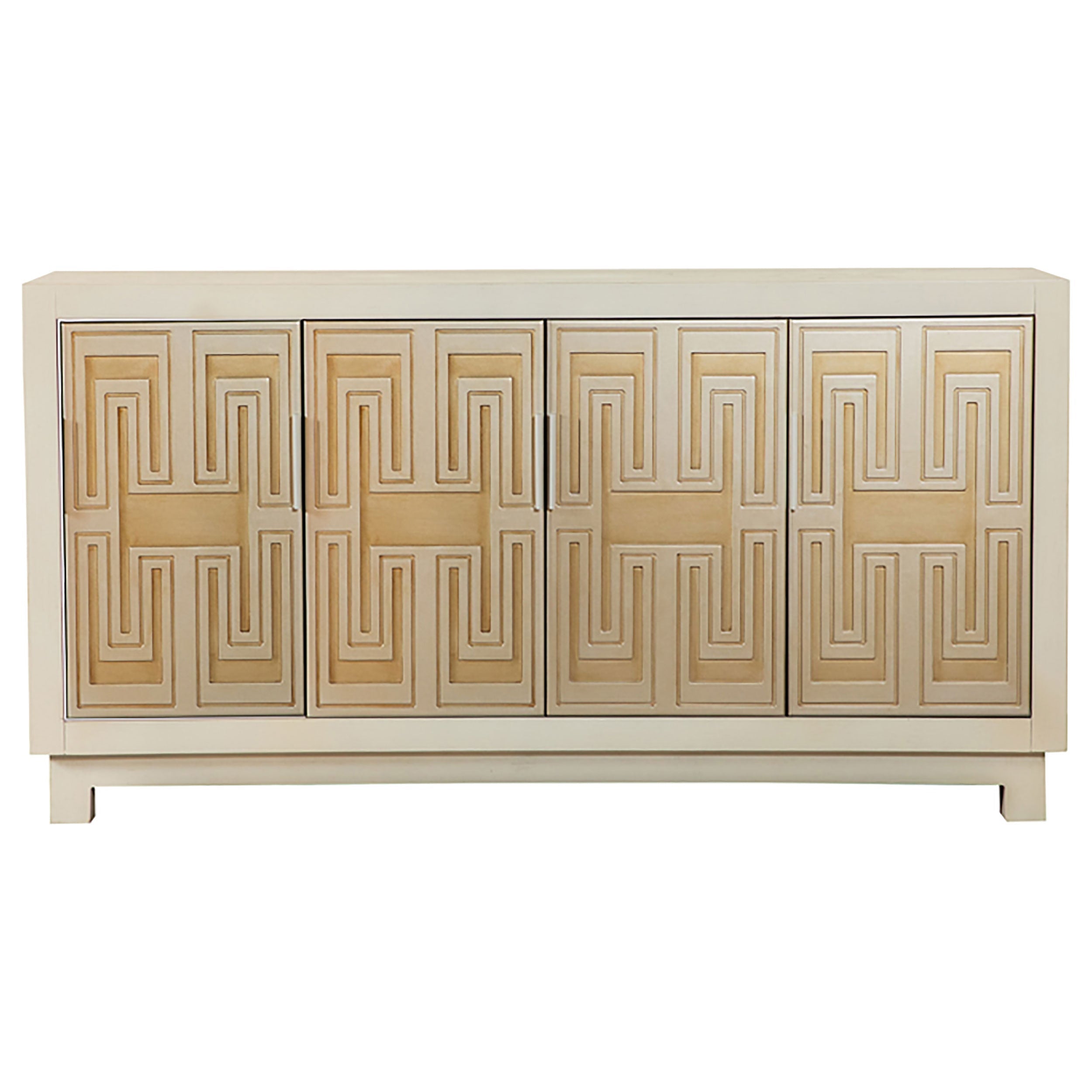 Voula Rectangular 4-door Accent Cabinet White and Gold