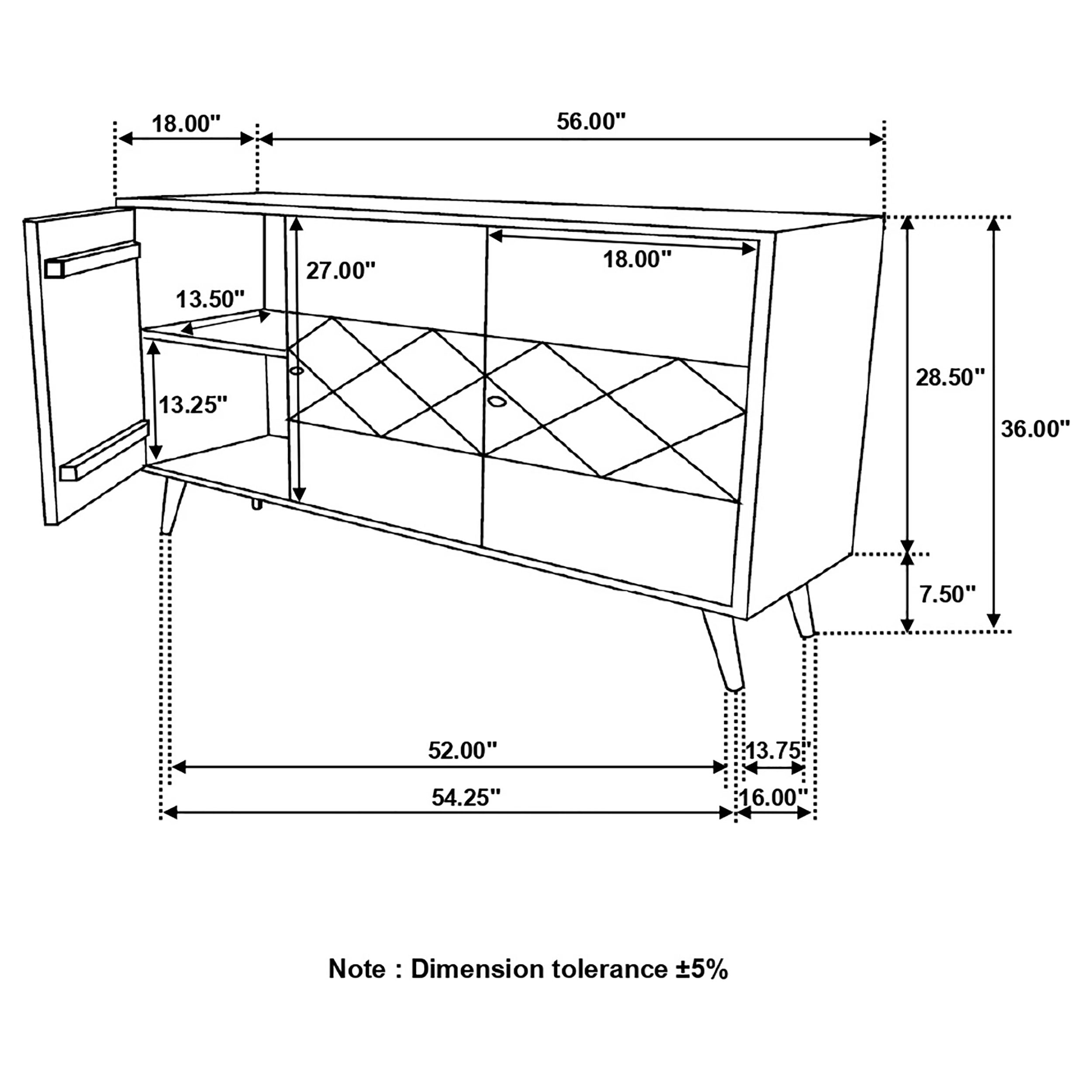 Alyssum Checkered Pattern 3-door Accent Cabinet Natural