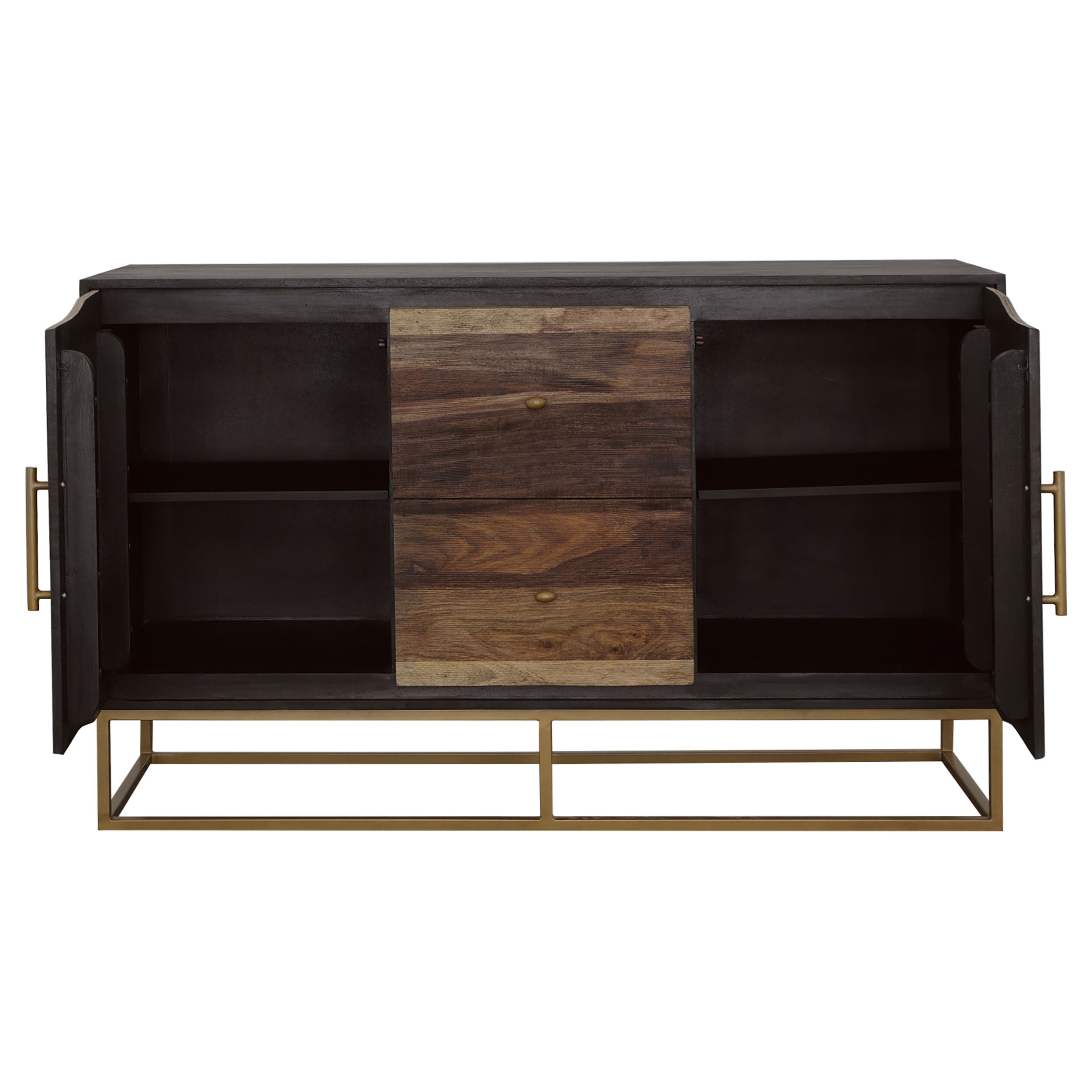 Zara 2-door 57-inch Wood Accent Storage Cabinet Black Walnut