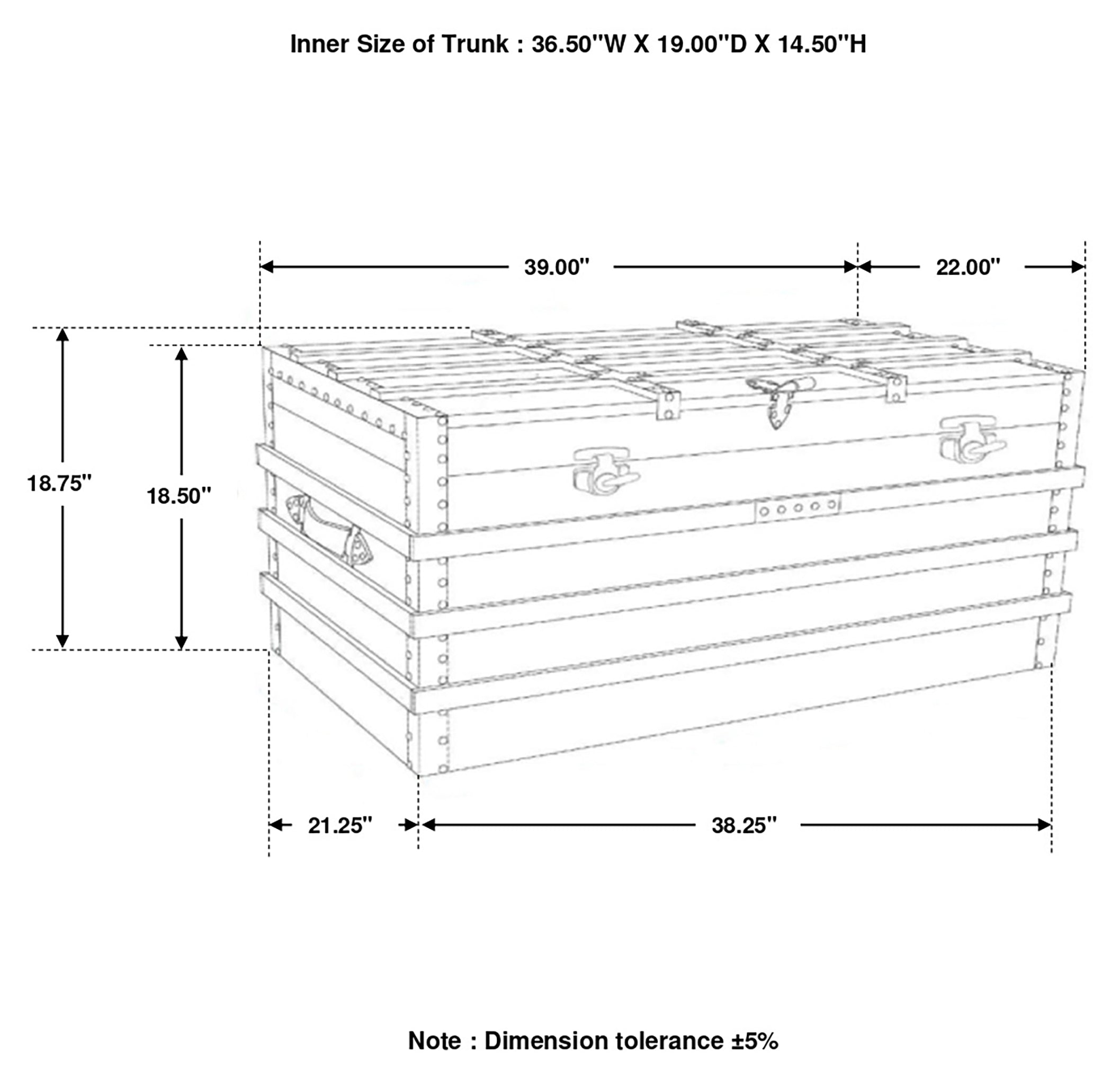 Simmons Rectangular Storage Trunk Natural and Black