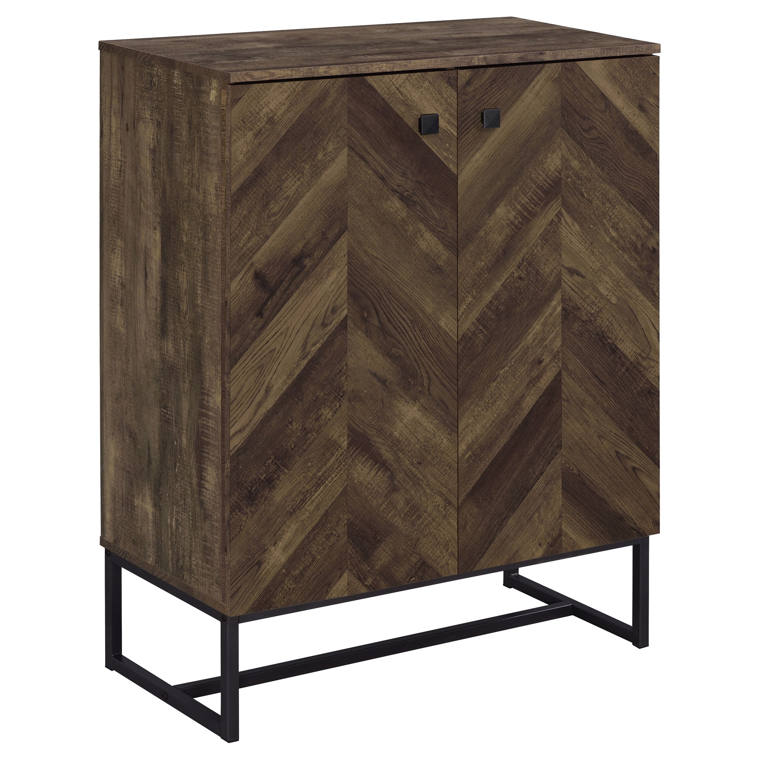 Carolyn 2-door Accent Cabinet Rustic Oak and Gunmetal