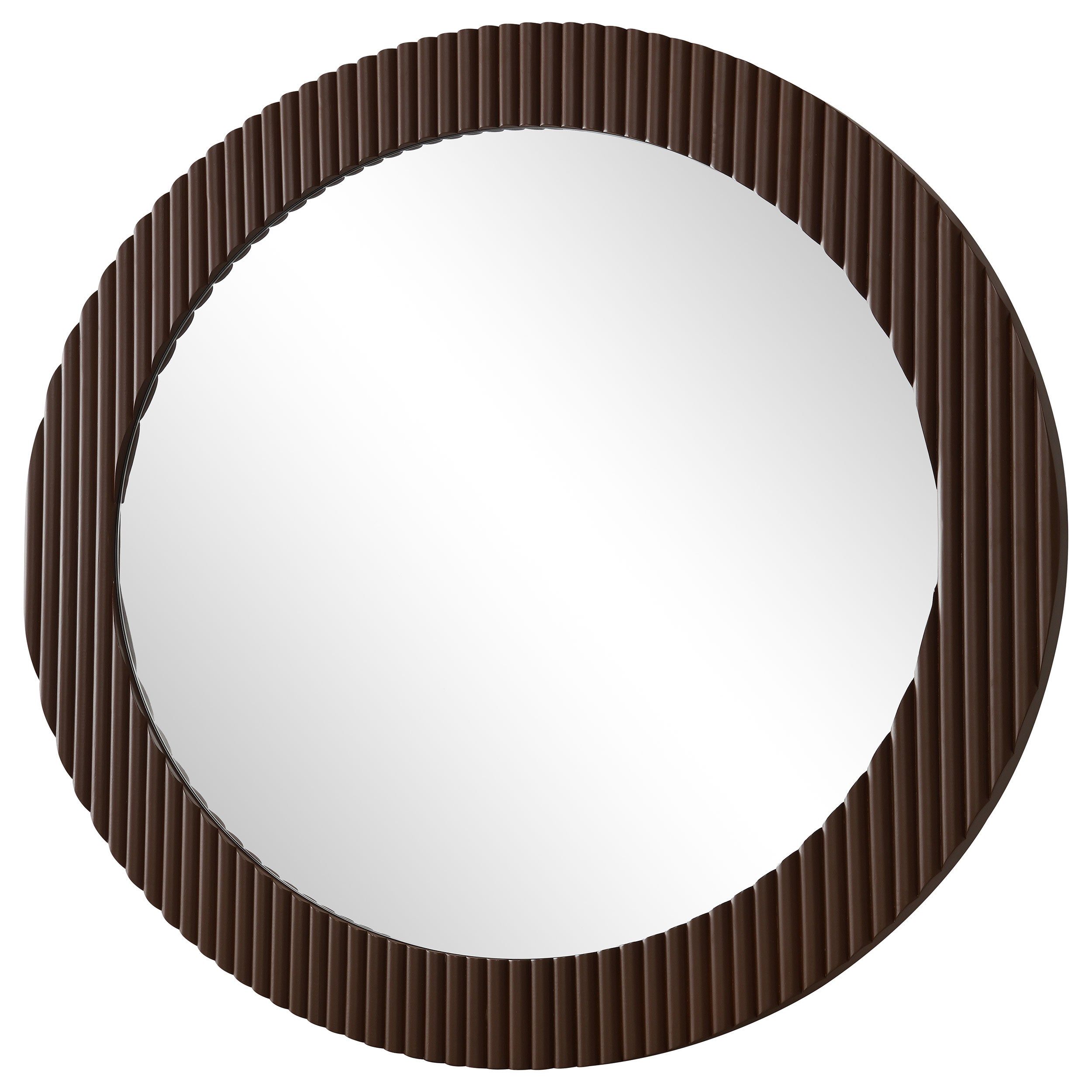 Dexter 40 x 40 Inch Round Reeding Frame Wall Mirror Brown