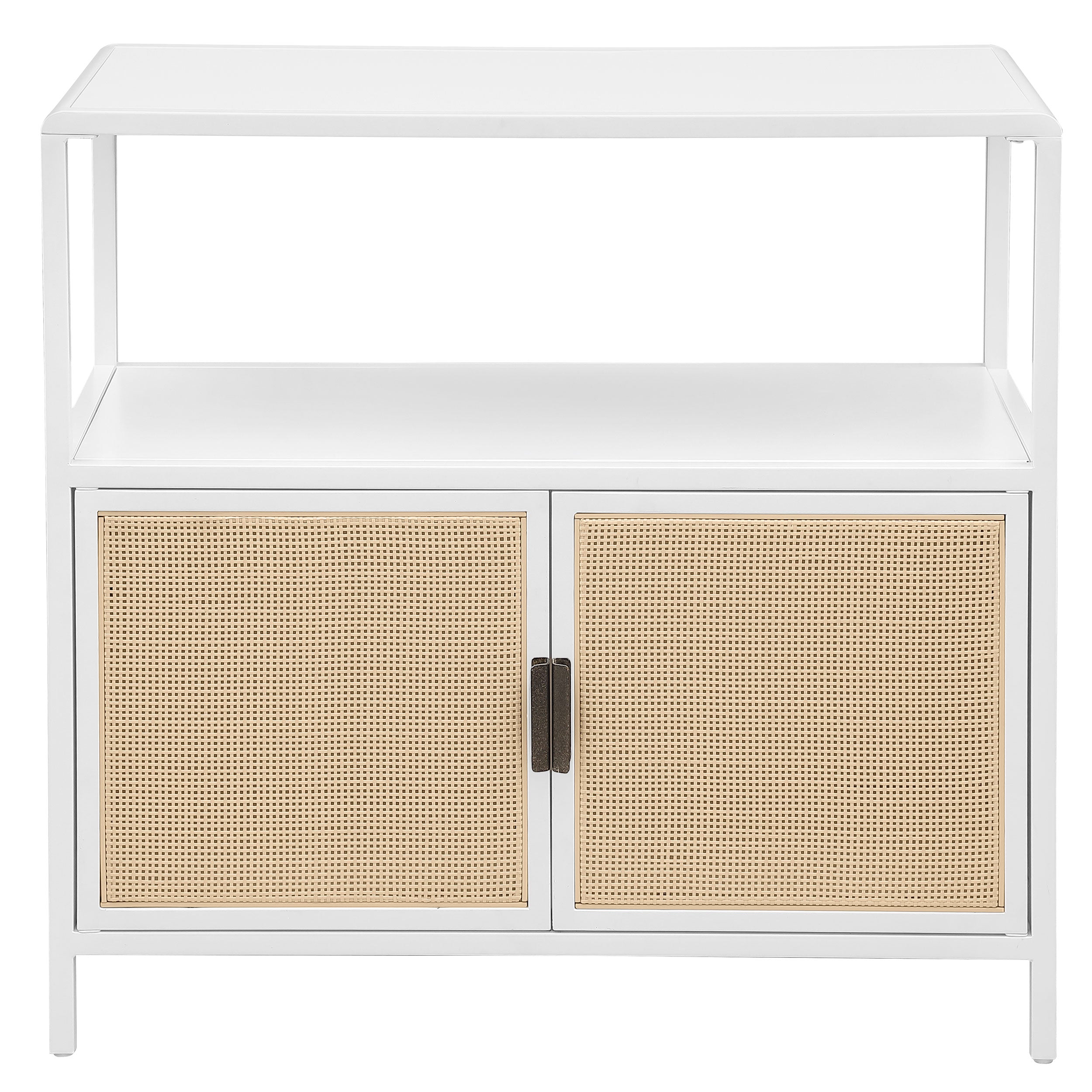 Amherst 2-door Radio Weave Cane Metal Accent Cabinet White