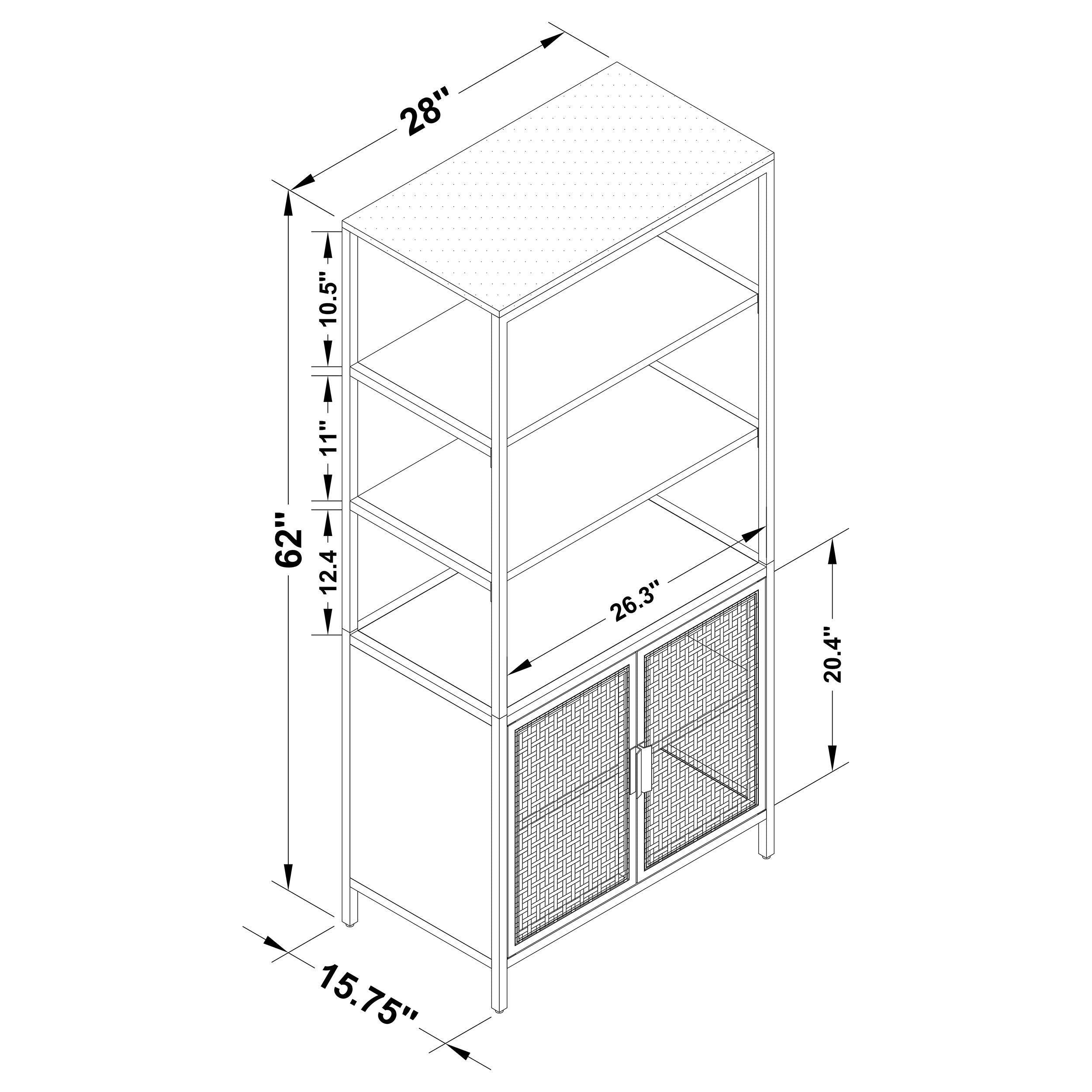 Amherst 3-shelf Radio Weave Cane Metal Accent Cabinet