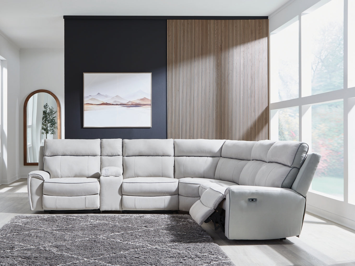 Grafton Pike 6-Piece Reclining Sectional with Storage Console