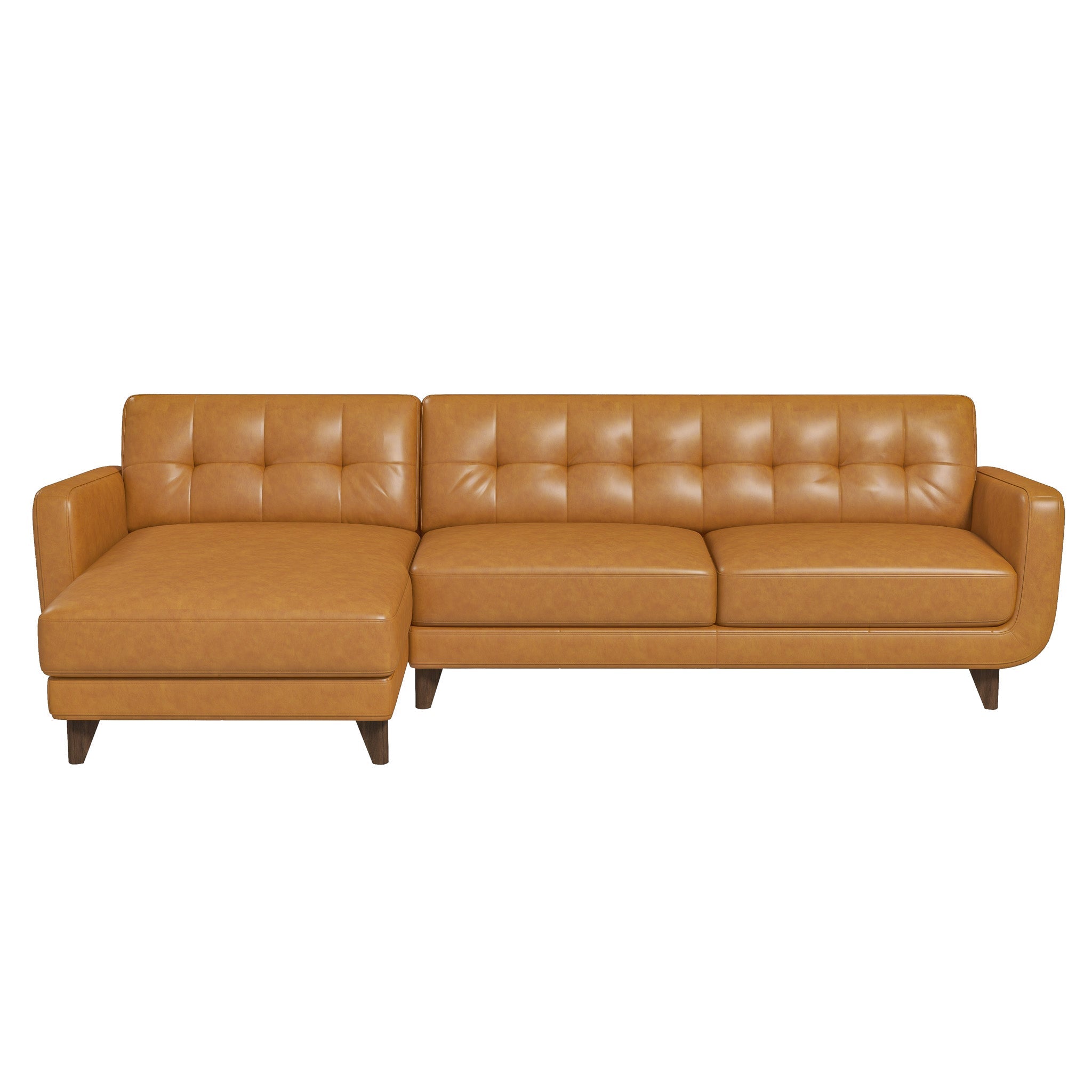 Allison Left-Facing Tan Leather Sectional Sofa