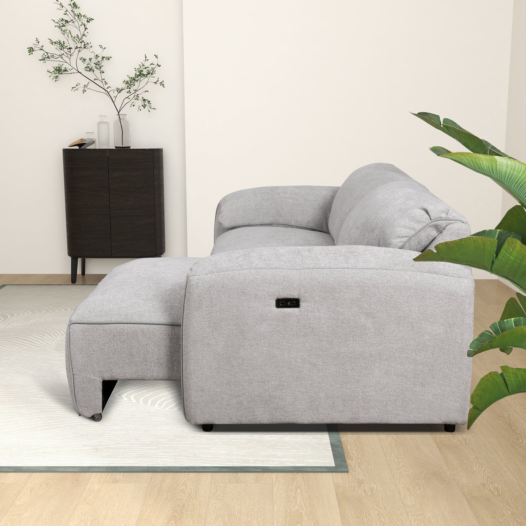 Cleveland Dual PWR Convertible Sofa - Silver Linen