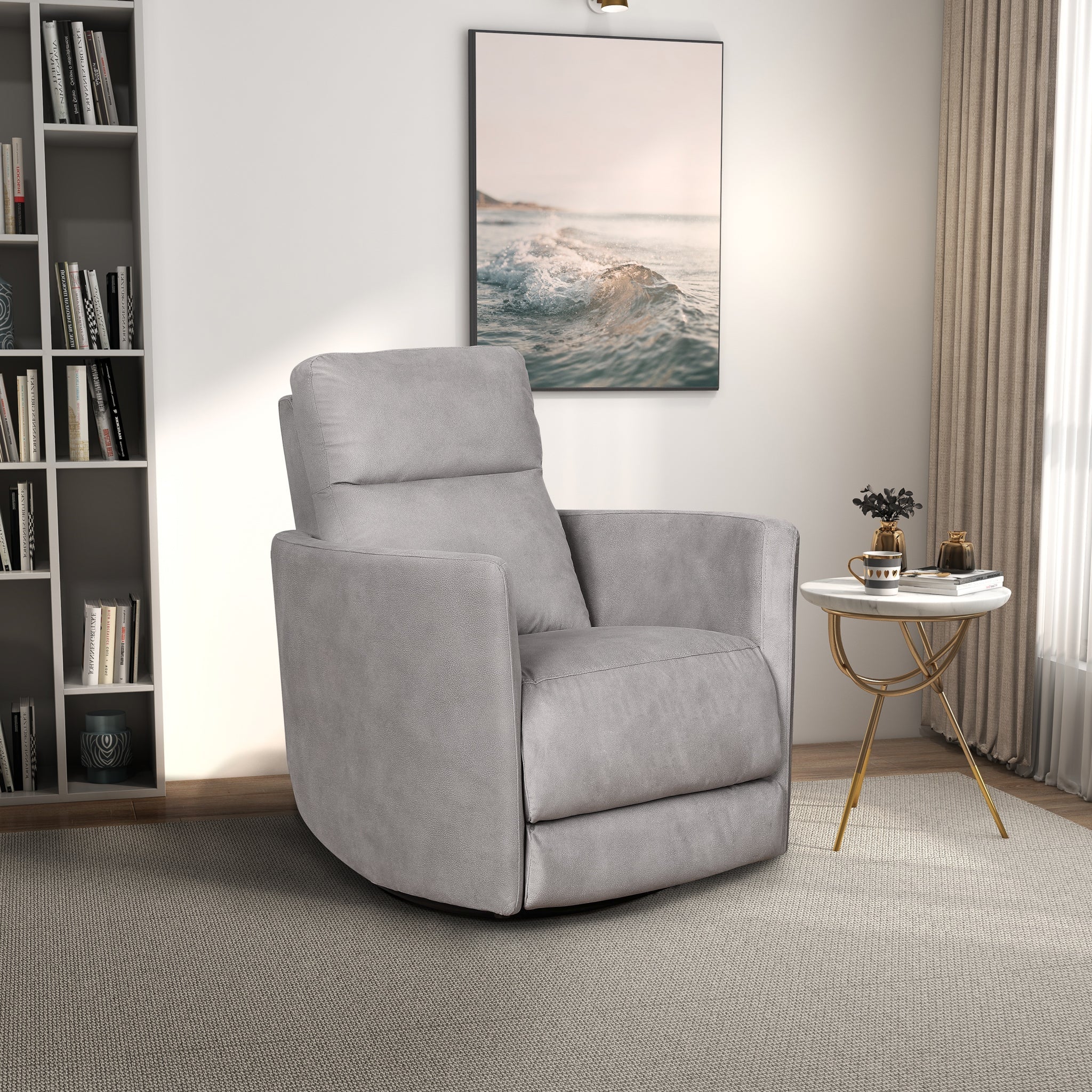 Lawson Swivel Glider Suede Recliner Chair - Latte