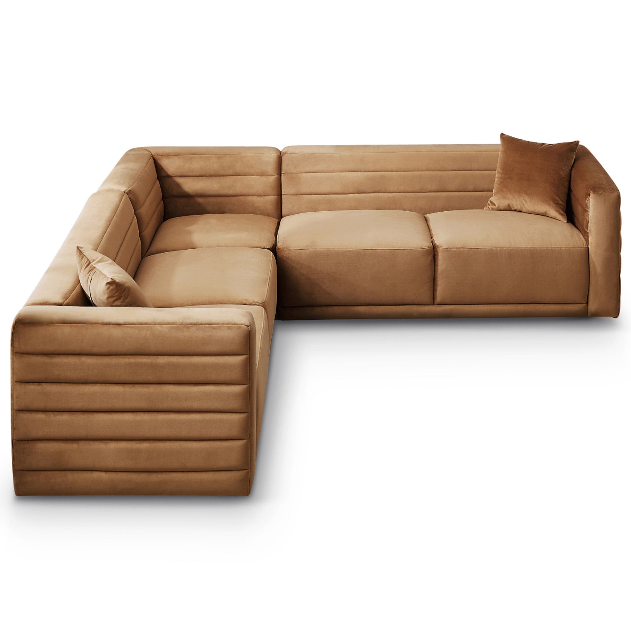 Solo Corner Sectional Sofa - Cognac Velvet