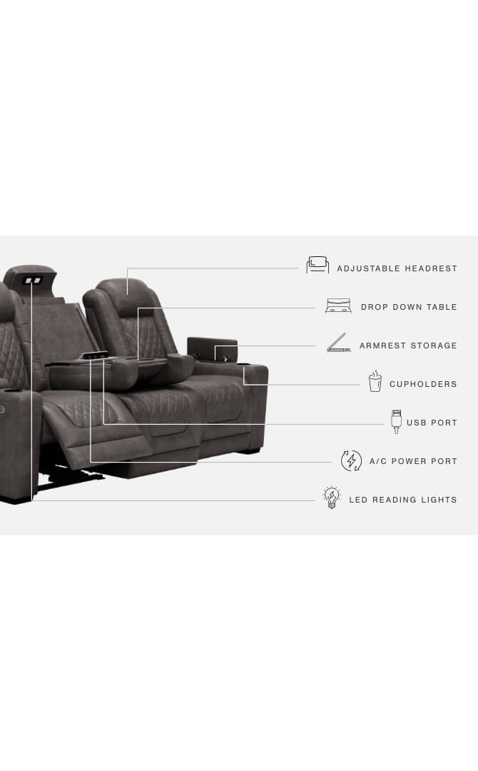 HyllMont PWR REC Sofa with ADJ Headrest