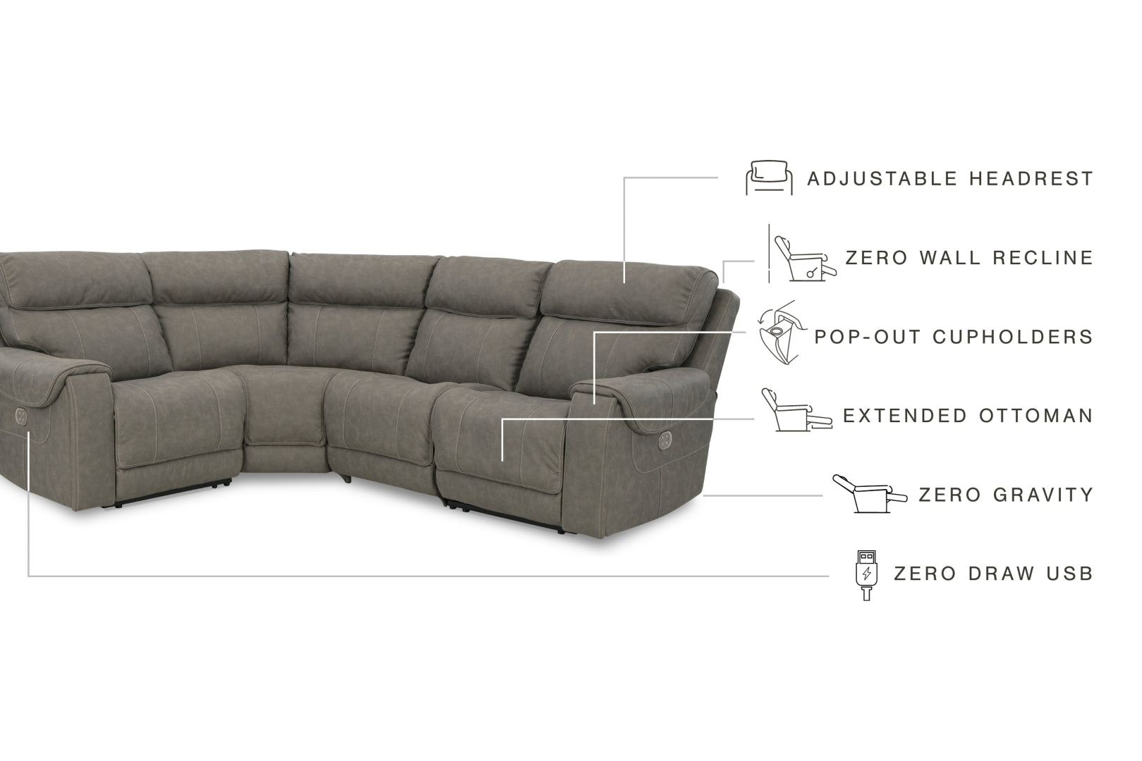 Starbot 3-Piece Power Reclining Sectional Loveseat with Console