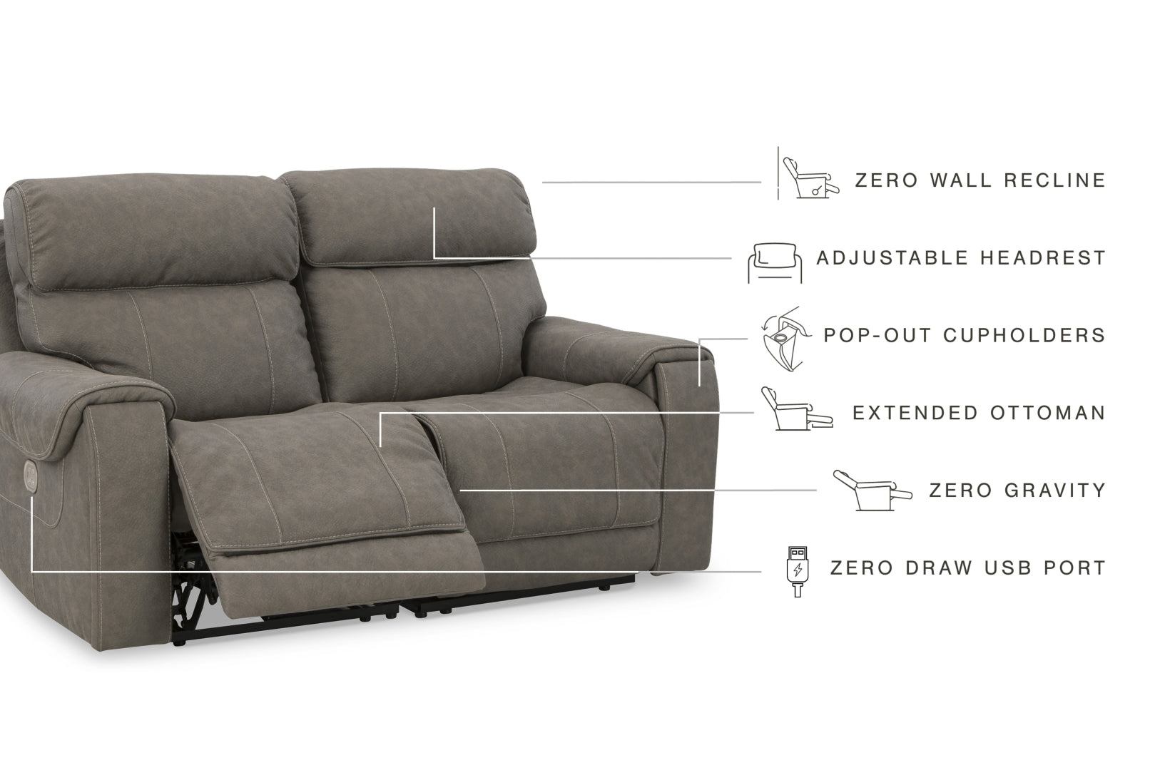 Starbot 3-Piece Power Reclining Sectional Loveseat with Console