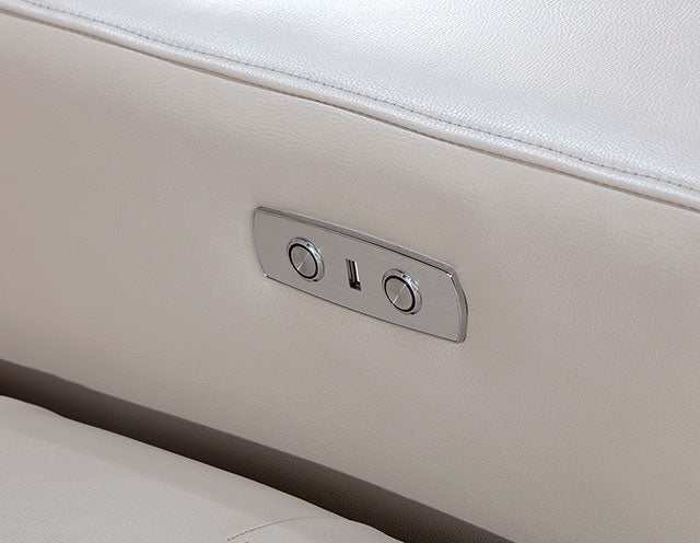 Abberton Beige Leatherette Power Loveseat