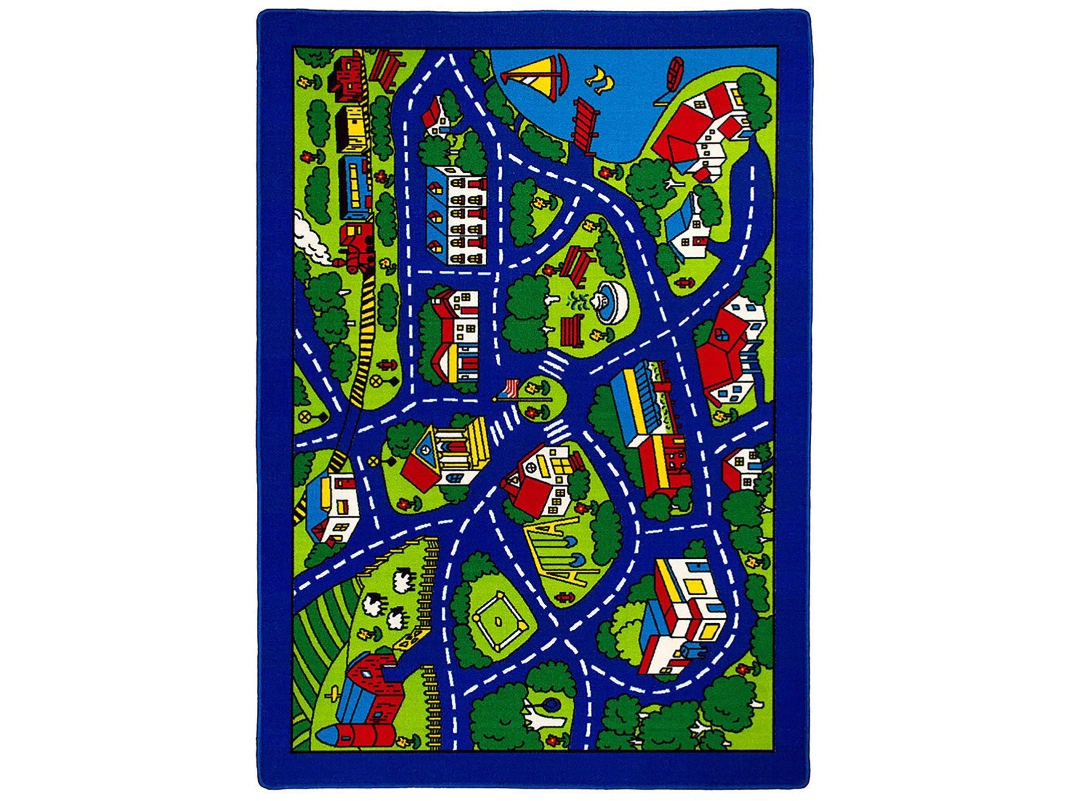 Abbey Multi Color City Road Map 5' X 8' Area Rug