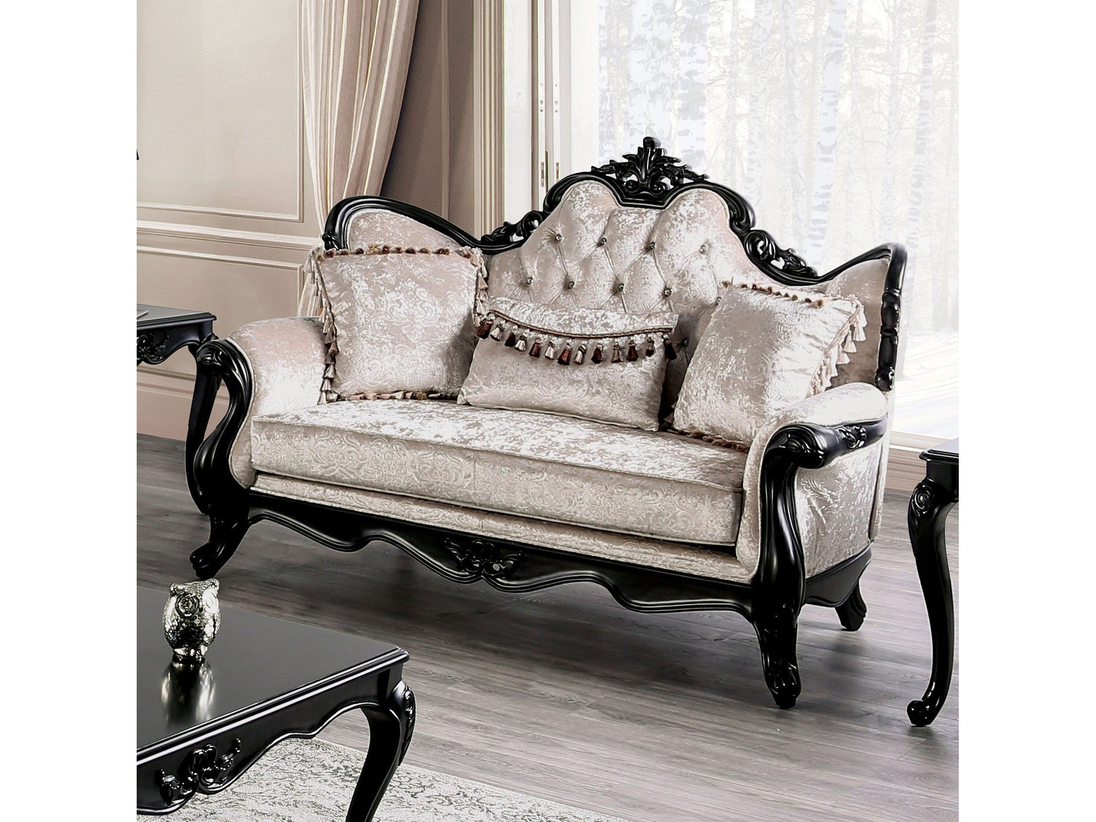 Acapulco Black/Off-White Sofa & Loveseat