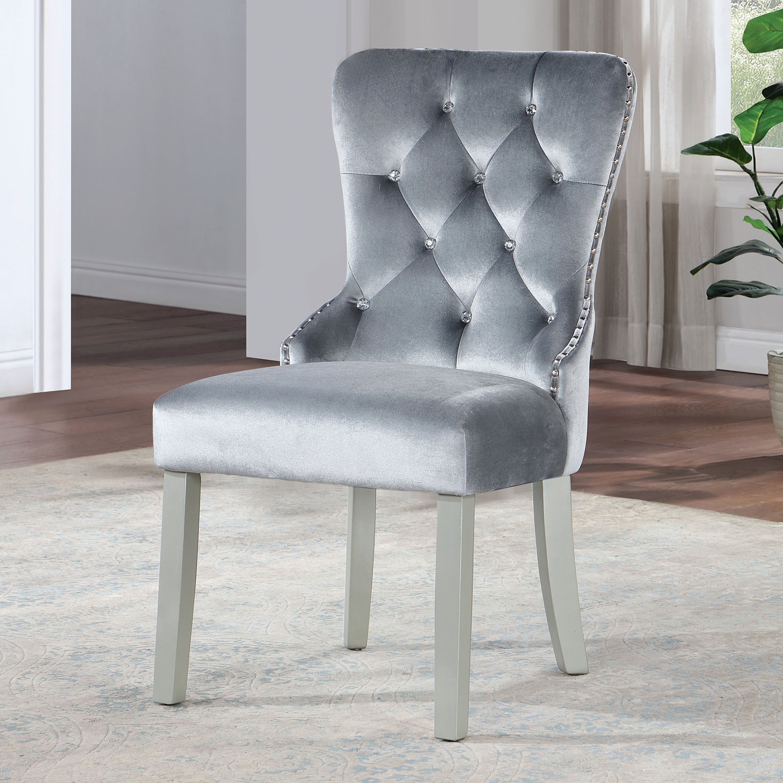 Adalia Silver/Dark Gray 7 Pc. Dining Room Set