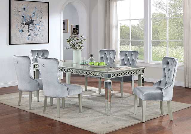 Adalia Silver/Dark Gray Wingback Chair (Set of 2)