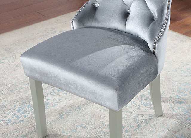 Adalia Silver/Dark Gray Wingback Chair (Set of 2)