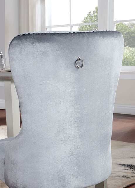 Adalia Silver/Dark Gray Wingback Chair (Set of 2)
