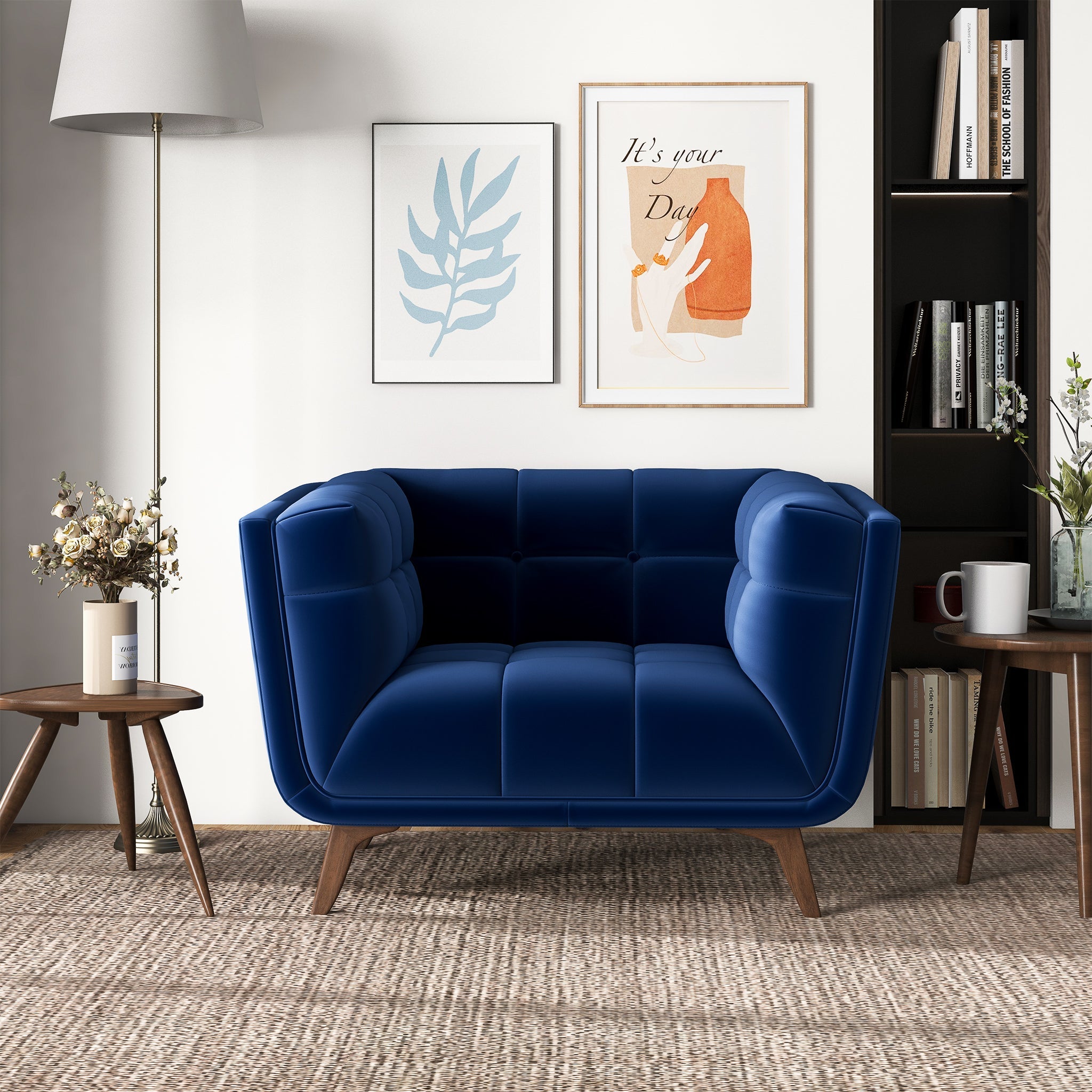 Addison Dark Blue Velvet Lounge Chair