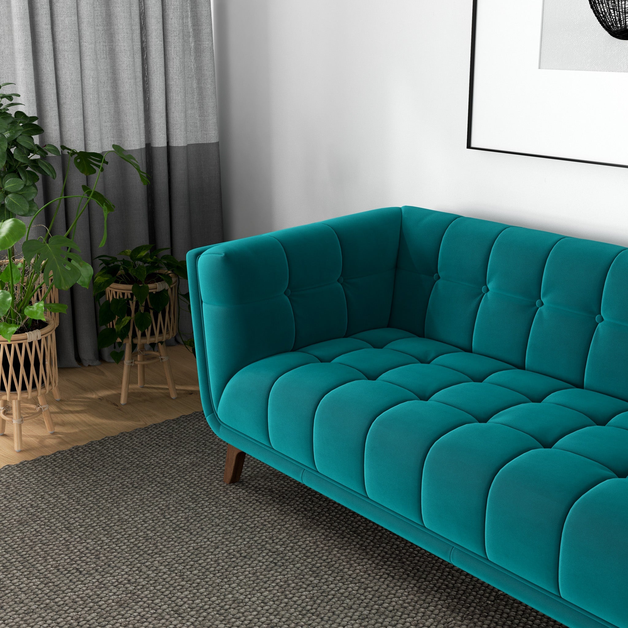 Addison Small Teal Velvet Sofa