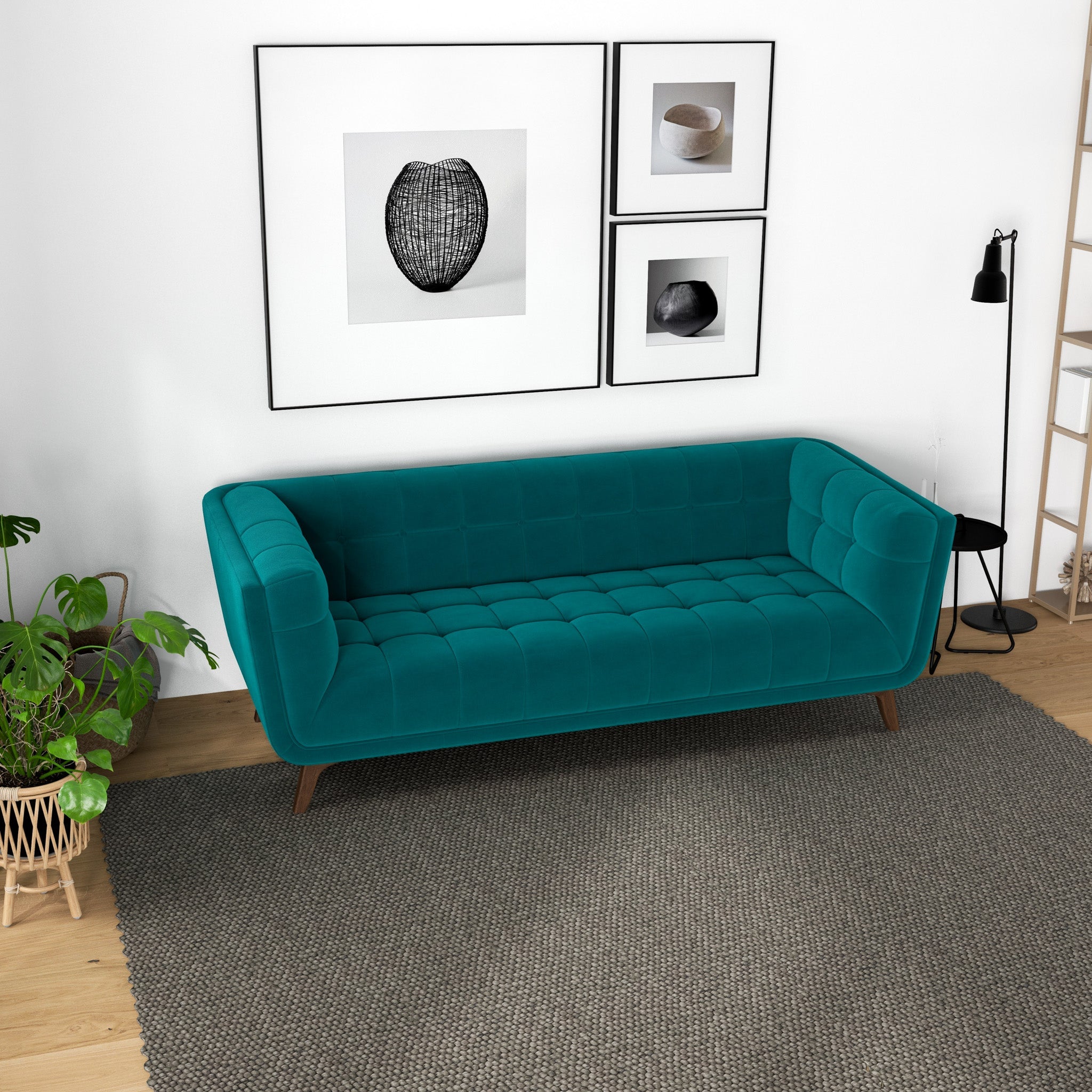 Addison Small Teal Velvet Sofa