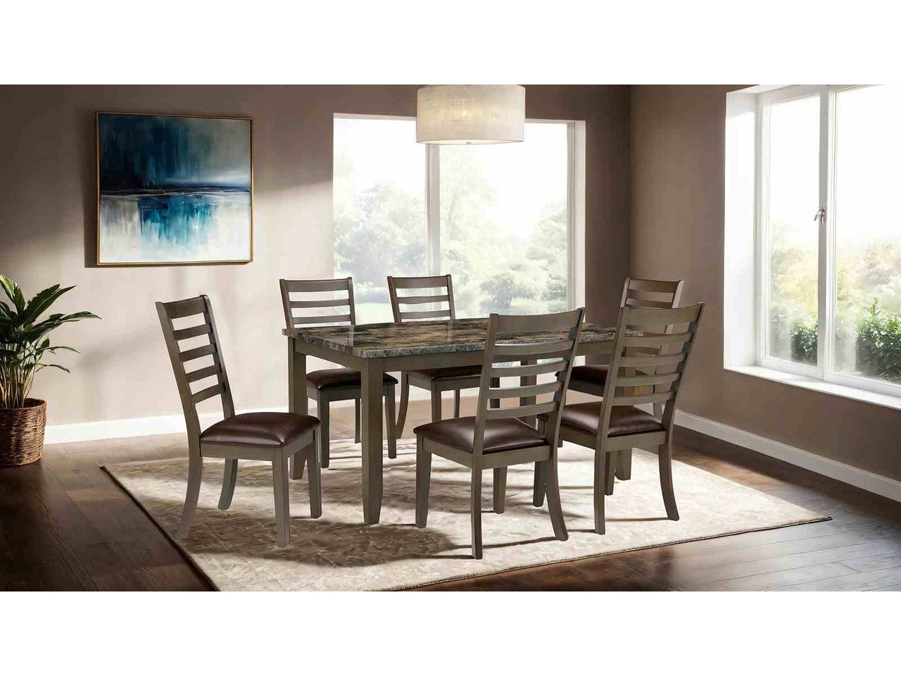 Adia Brown 7 Pc. Dinning Table Set