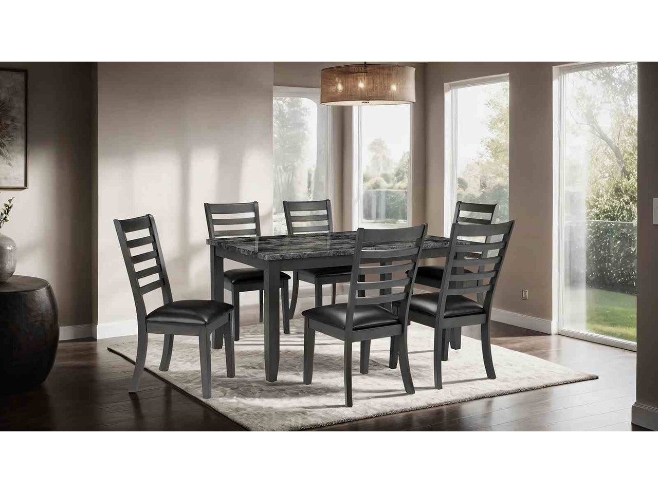 Adia Dark Gray 7 Pc. Dinning Table Set