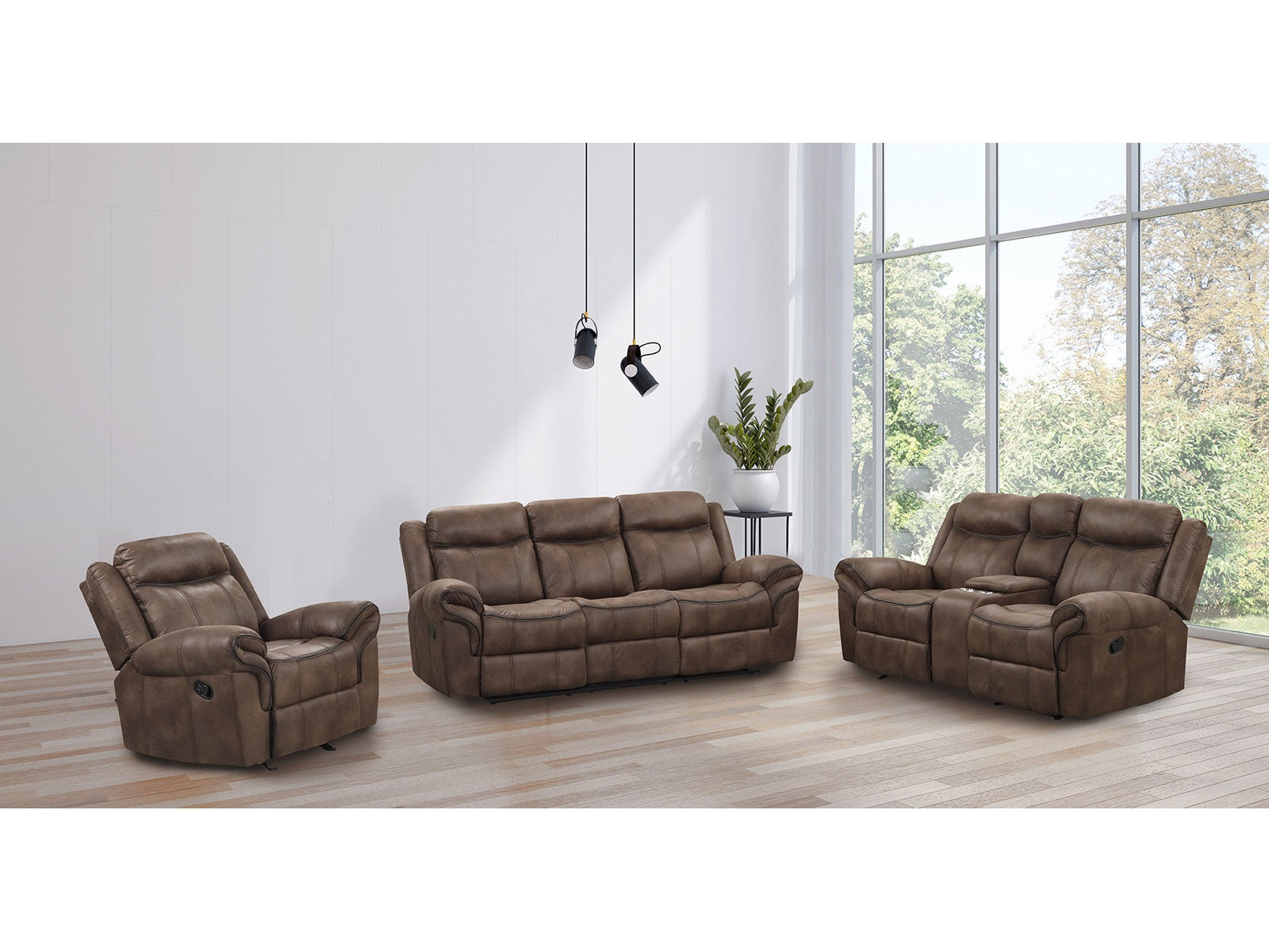 Agata Brown Sofa & Loveseat & Chair