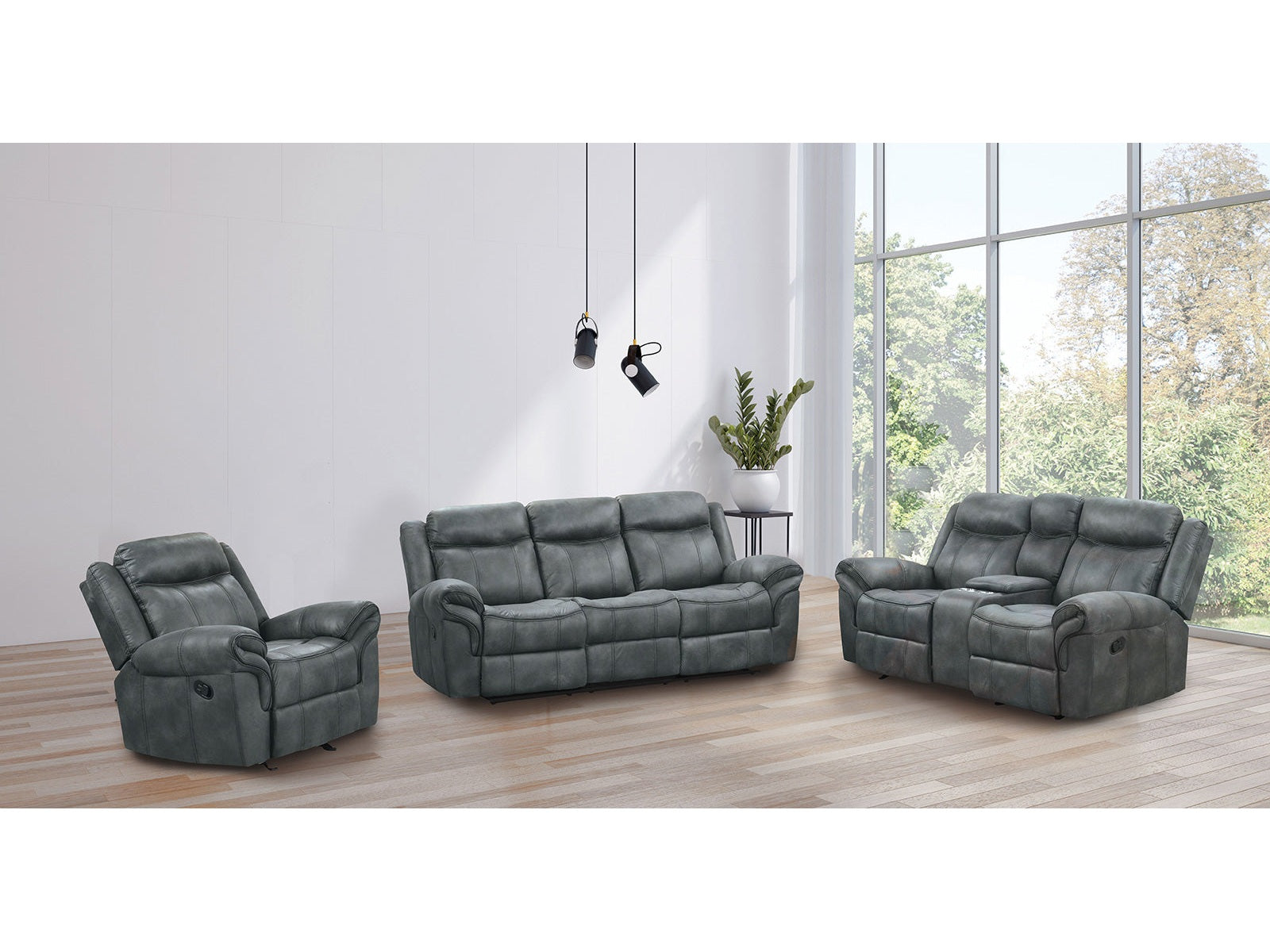 Agata Dark Gray Living Room Set / 3-piece