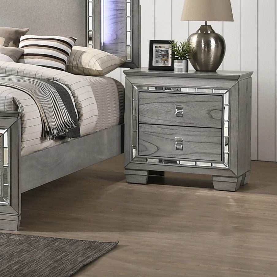 Alanis Gray 4pc Cal. King Bedroom Set w/ LED Light Trim