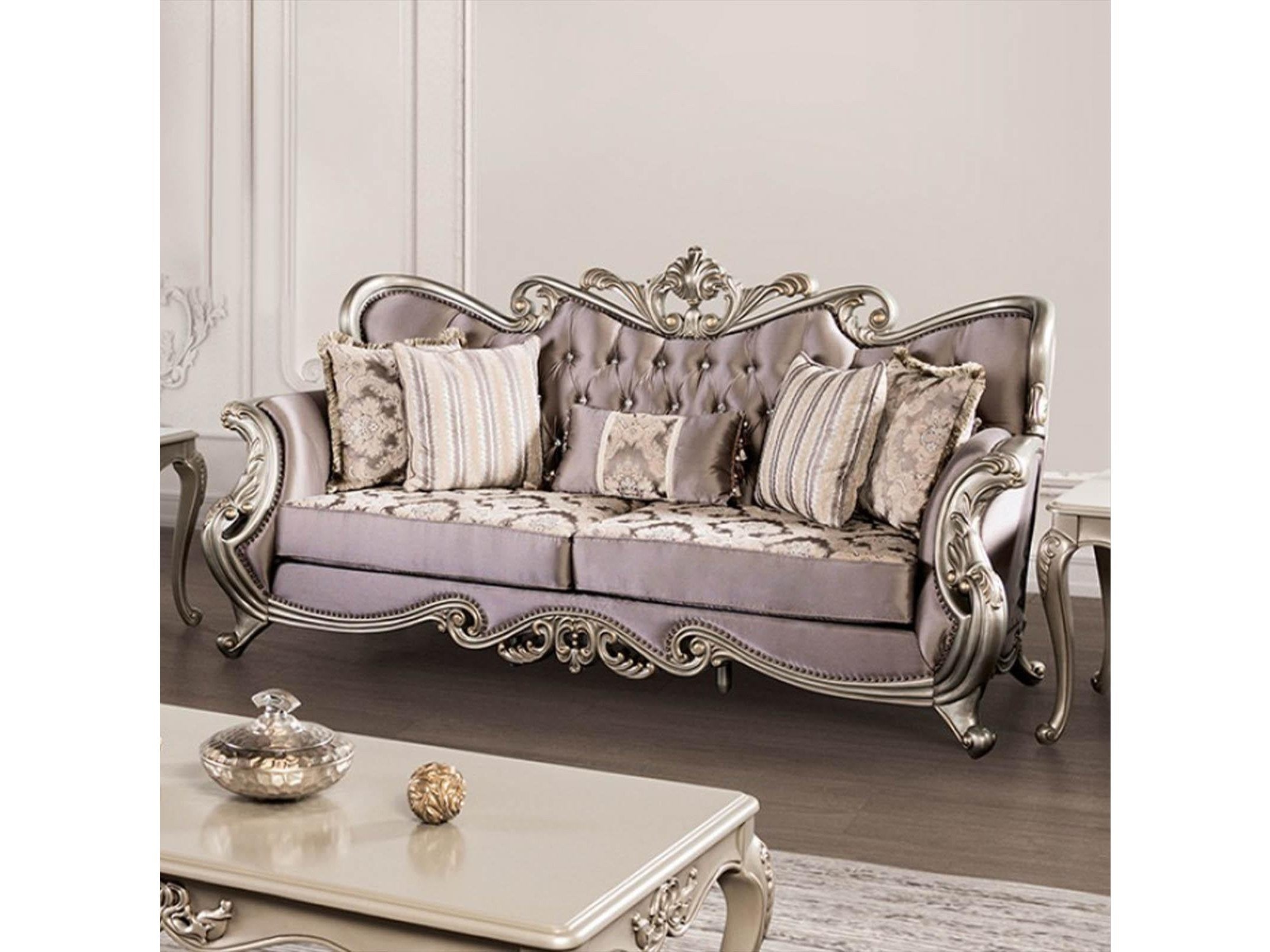 Albacete Champagne & Purple Velvet Sofa
