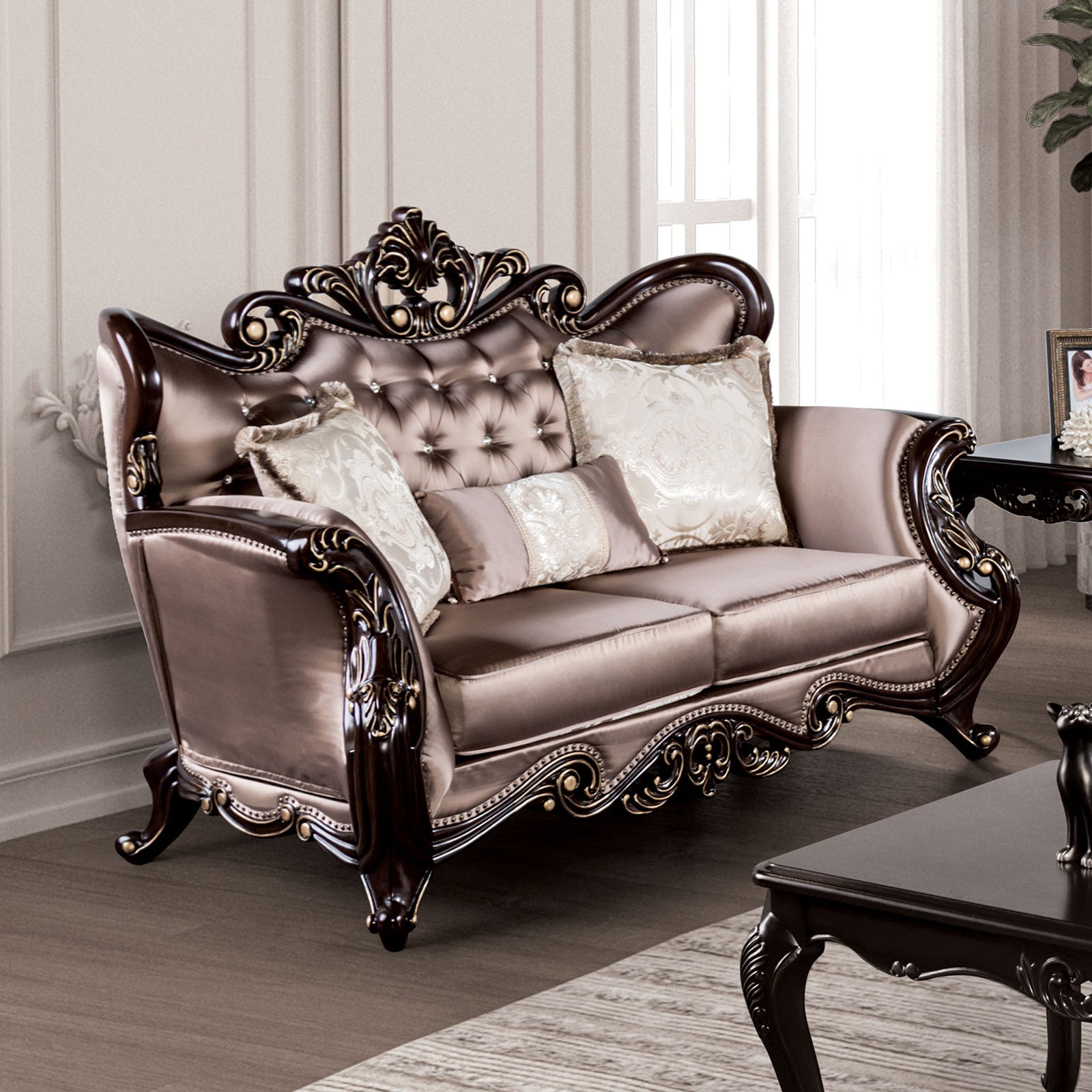 Albacete Dark Cherry/Brown Sofa & Loveseat