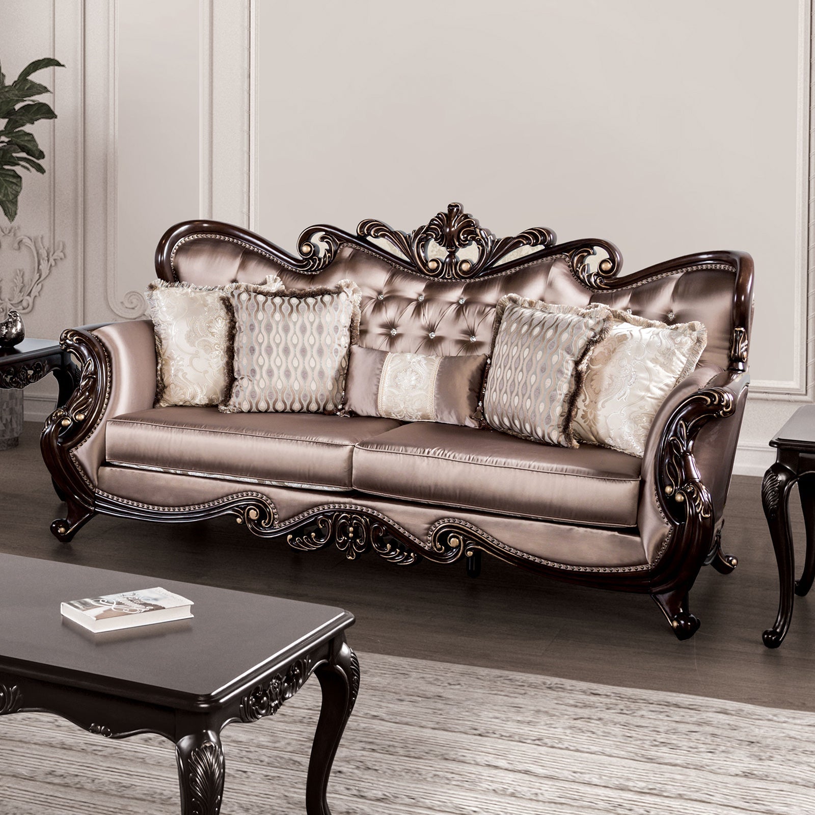 Albacete Dark Cherry/Brown Sofa & Loveseat
