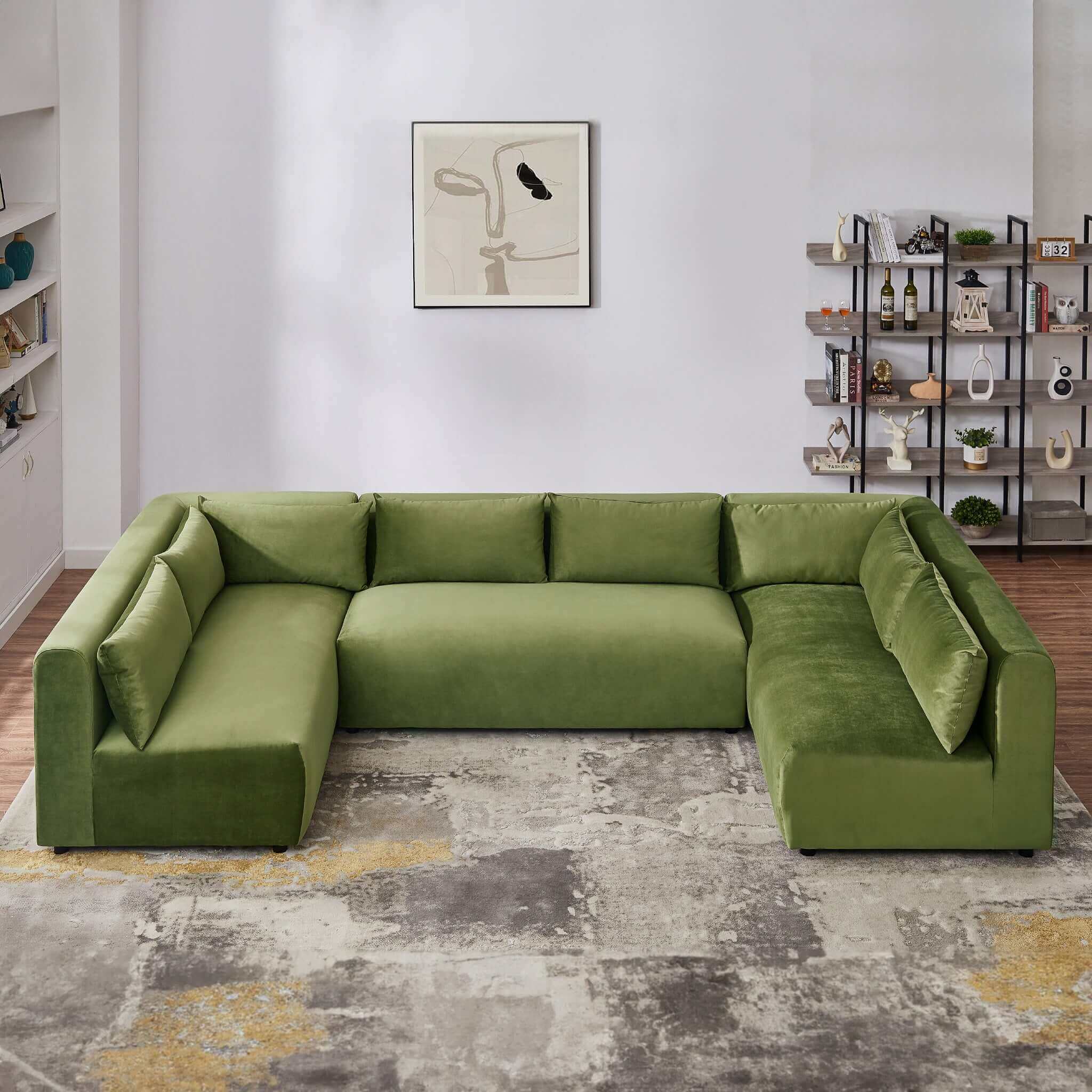 Aleny Green Velvet Modular Corner Sofa