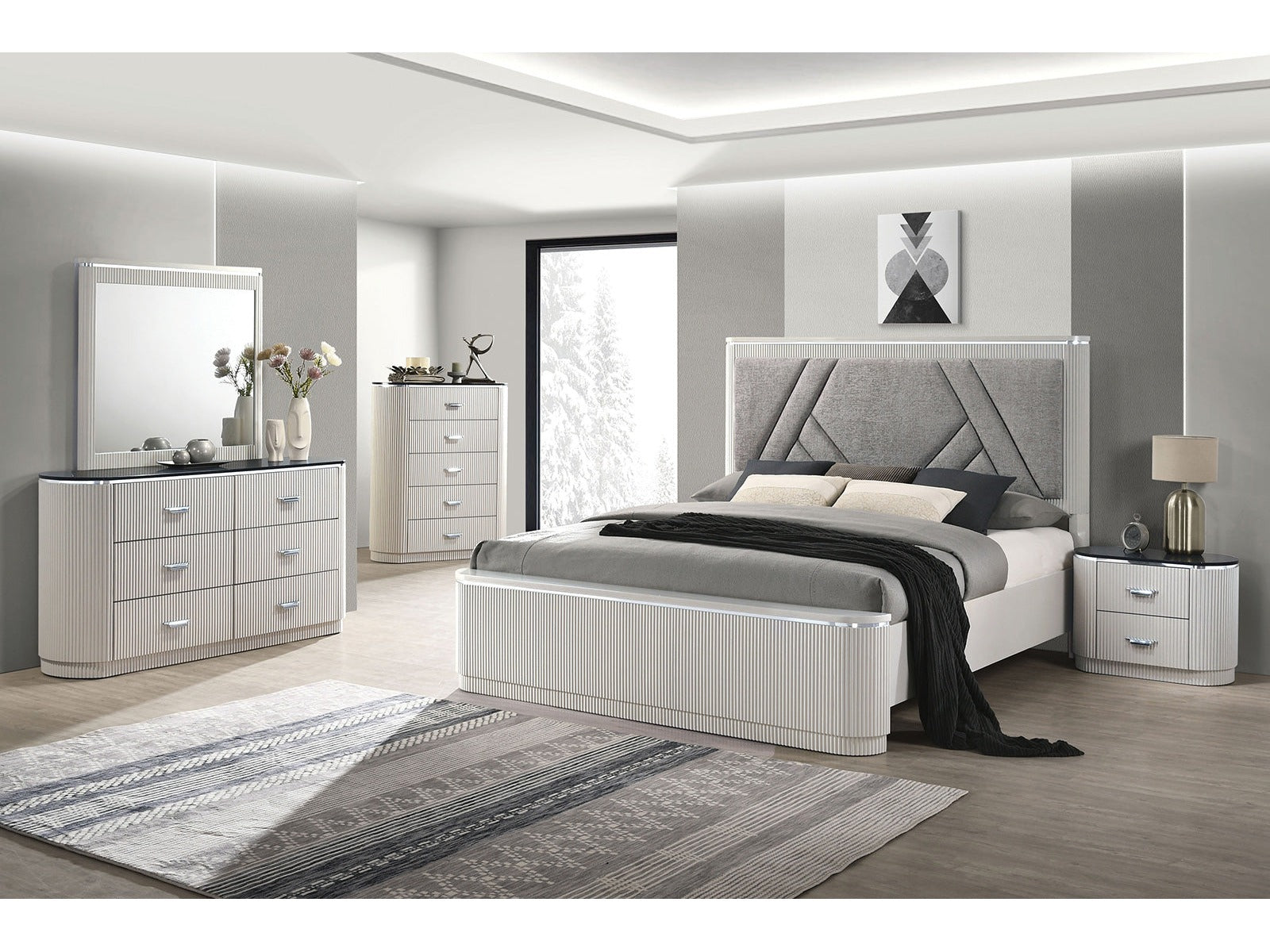 Aldgate Light Gray Queen 5 Piece Bedroom Set w/Chest