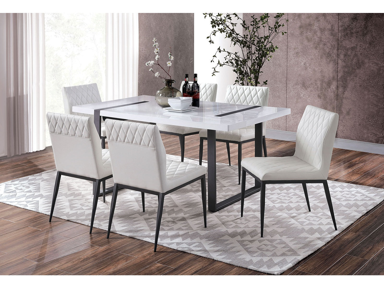 Alessia White/Black 7 Pc. Dining Set