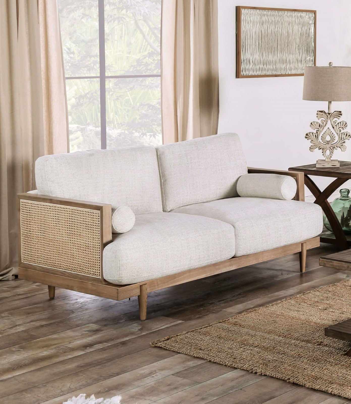 Alesund Beige/Light Oak Sofa & Loveseat