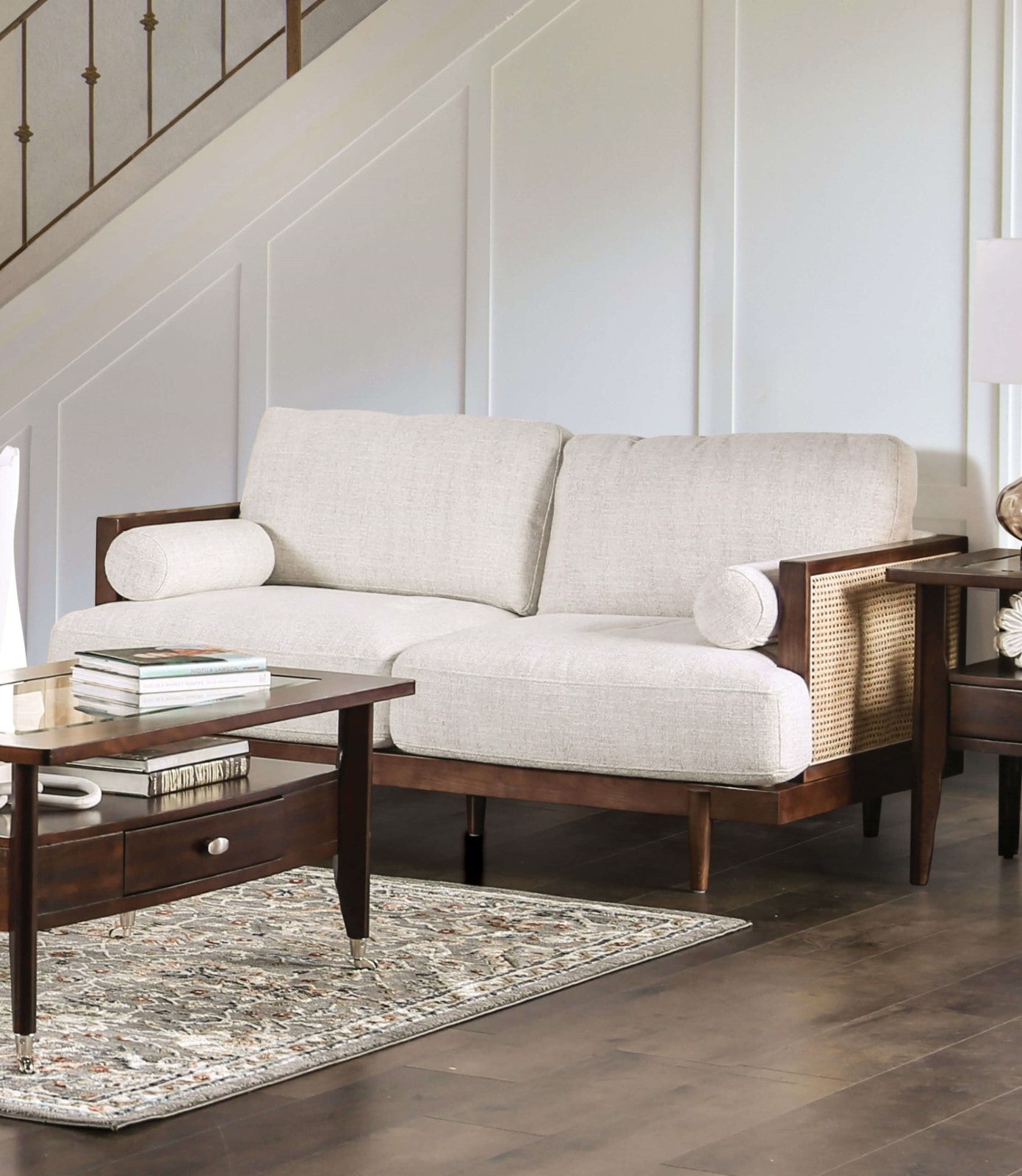 Alesund Beige/Walnut Sofa & Loveseat