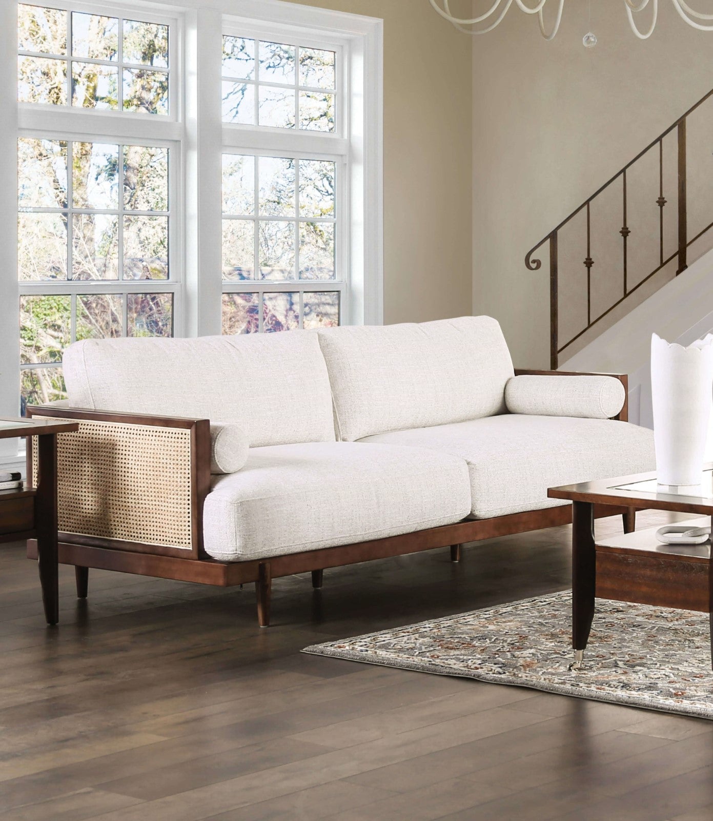 Alesund Beige/Walnut Sofa & Loveseat