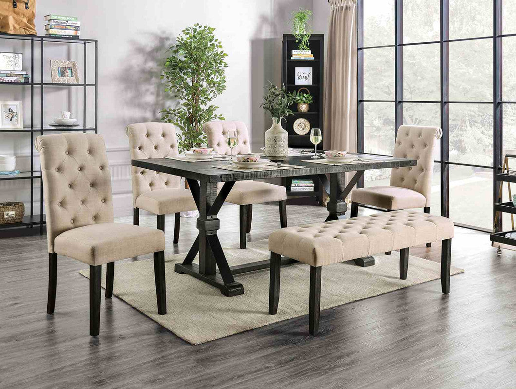 Alfred Antique Black 6 Pc. Dining Table Set w/ Bench