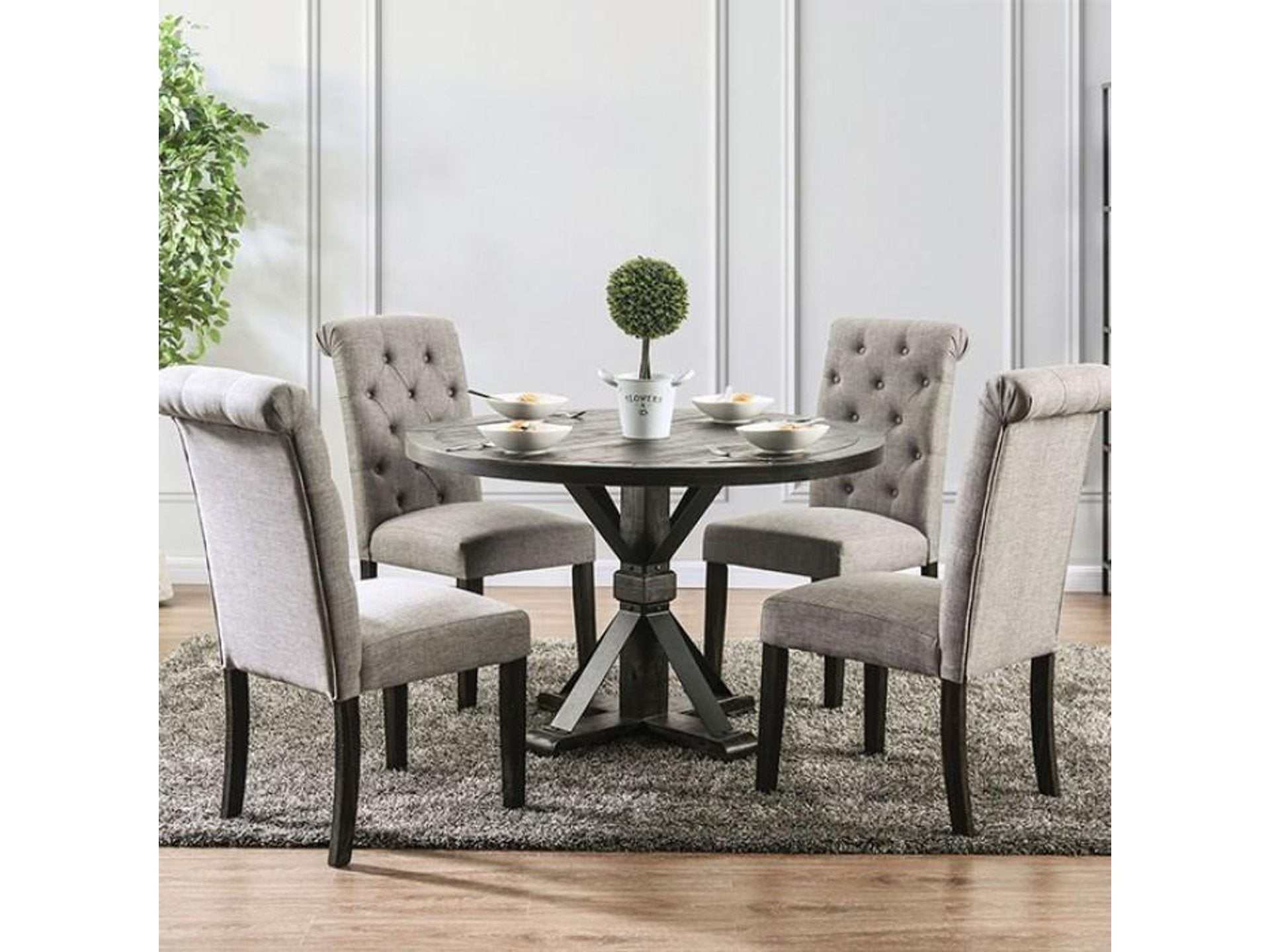Alfred Antique Black &Light Gray 5pc Round Dining Set