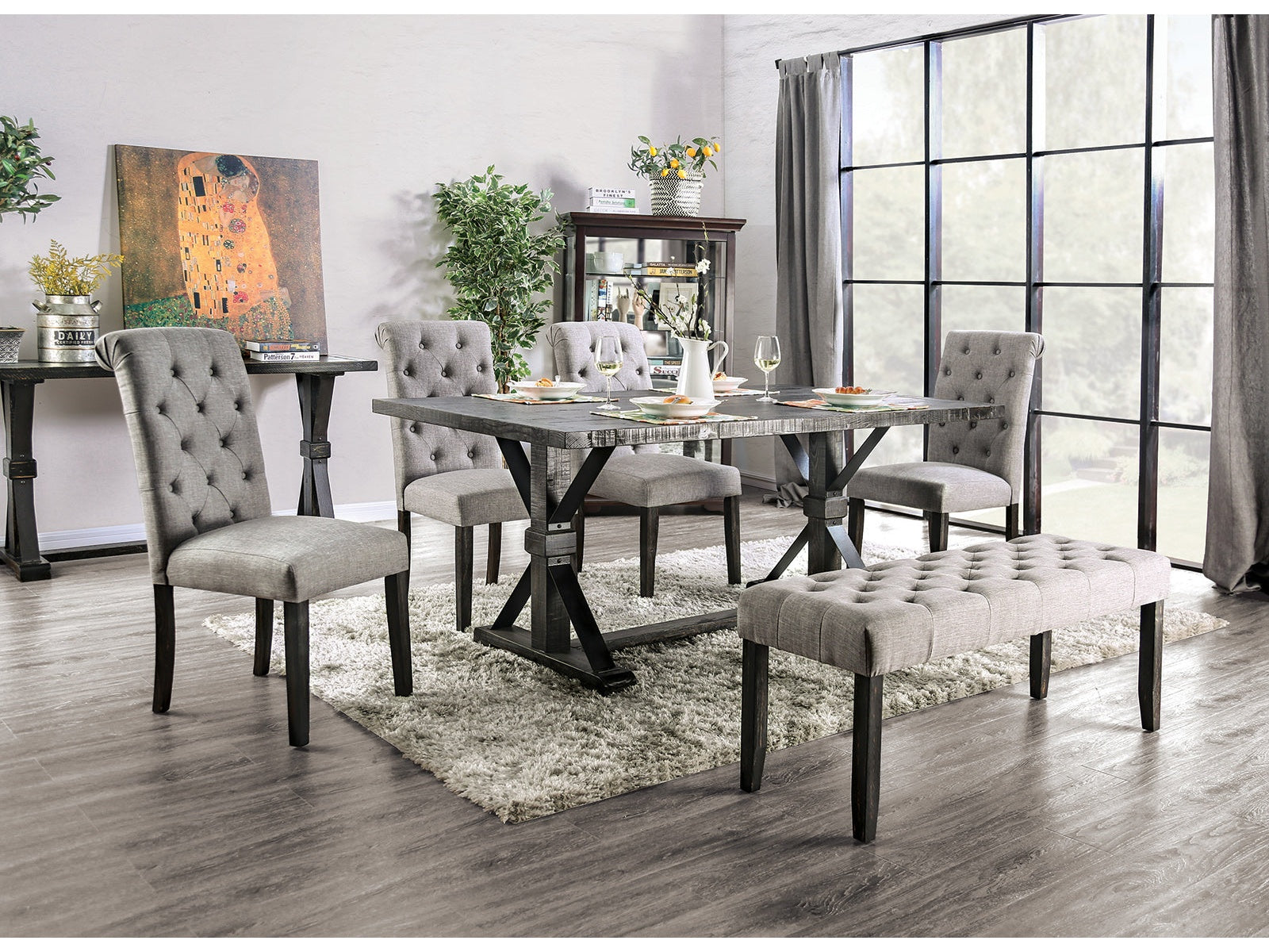 Alfred Antique Black/Light Gray 6 Piece Dining Set