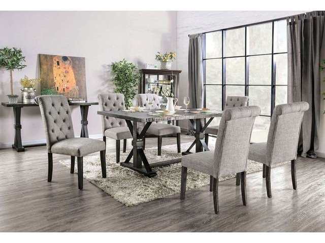 Alfred Antique Black, & Light Gray 7pc Dining Room Set