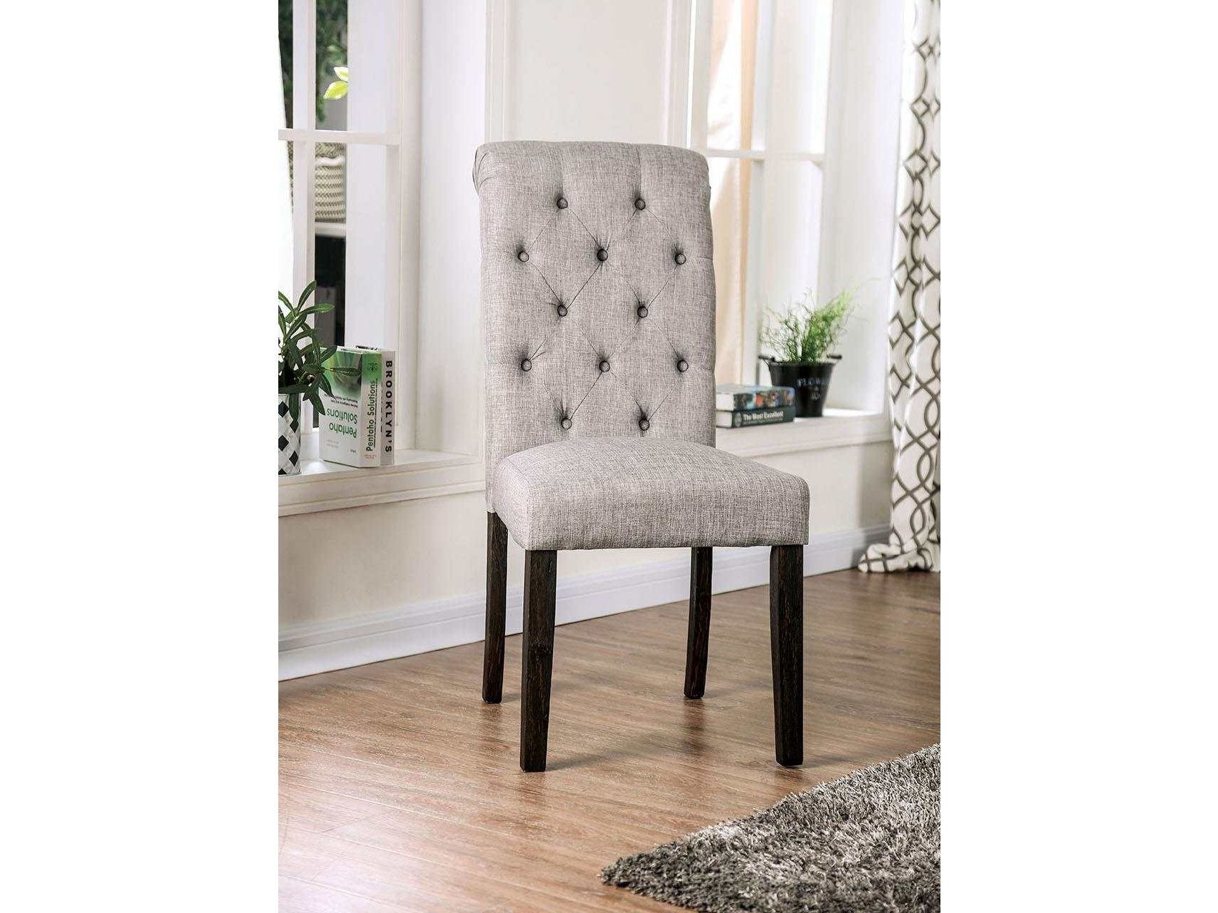 Alfred Antique Black & Light Gray Dining Chair (Set of 2)